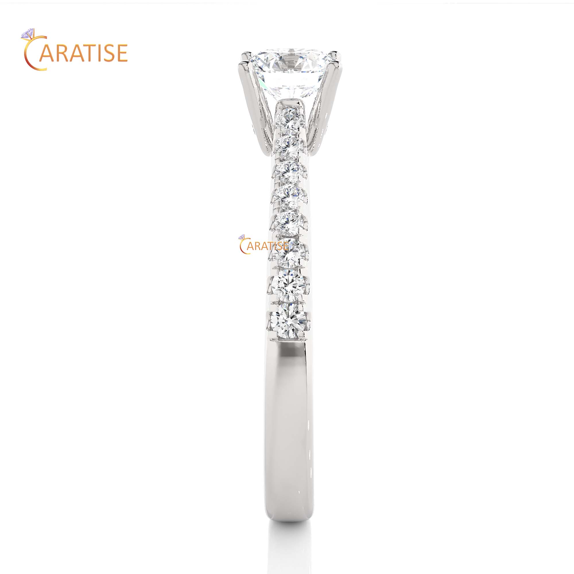 0.85 TDW Round Cut Engagement Moissanite Diamond Ring 925 Silver