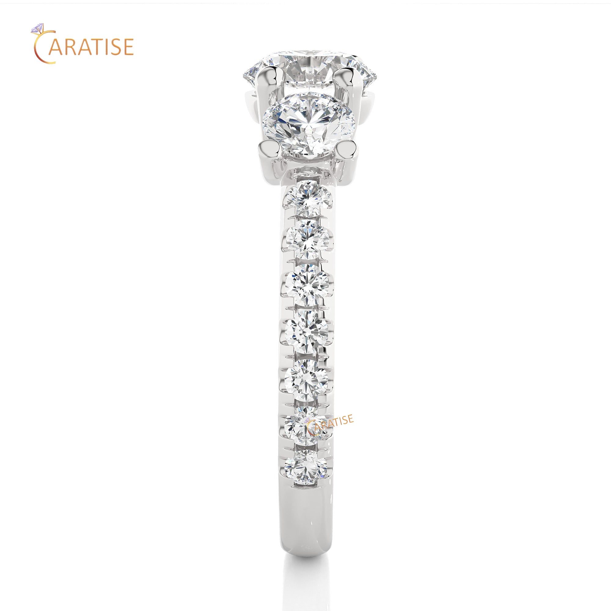 2.35 TDW Round Cut Engagement Moissanite Diamond Ring 925 Silver