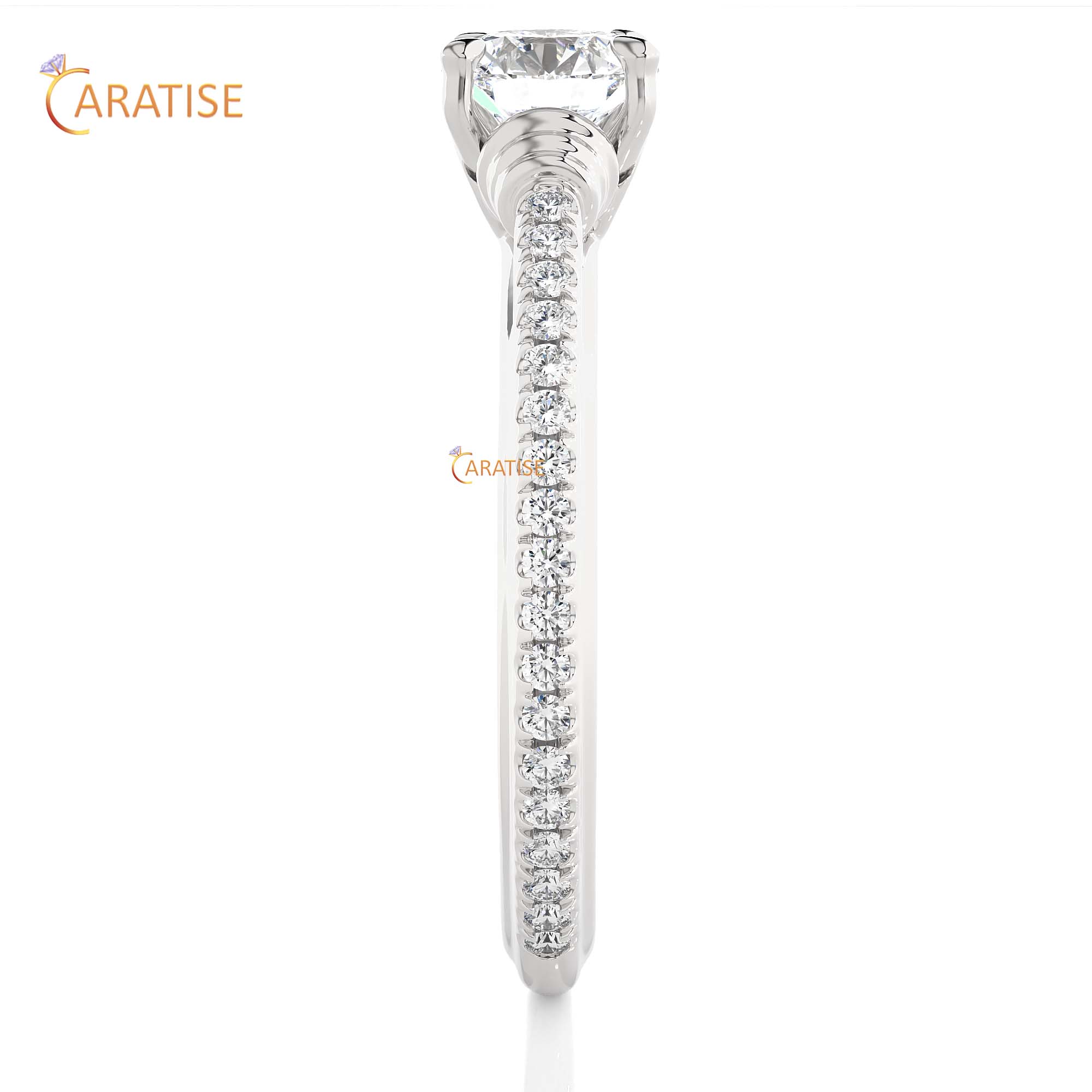 1.26 TDW Round Cut Engagement Moissanite Diamond Ring 925 Silver