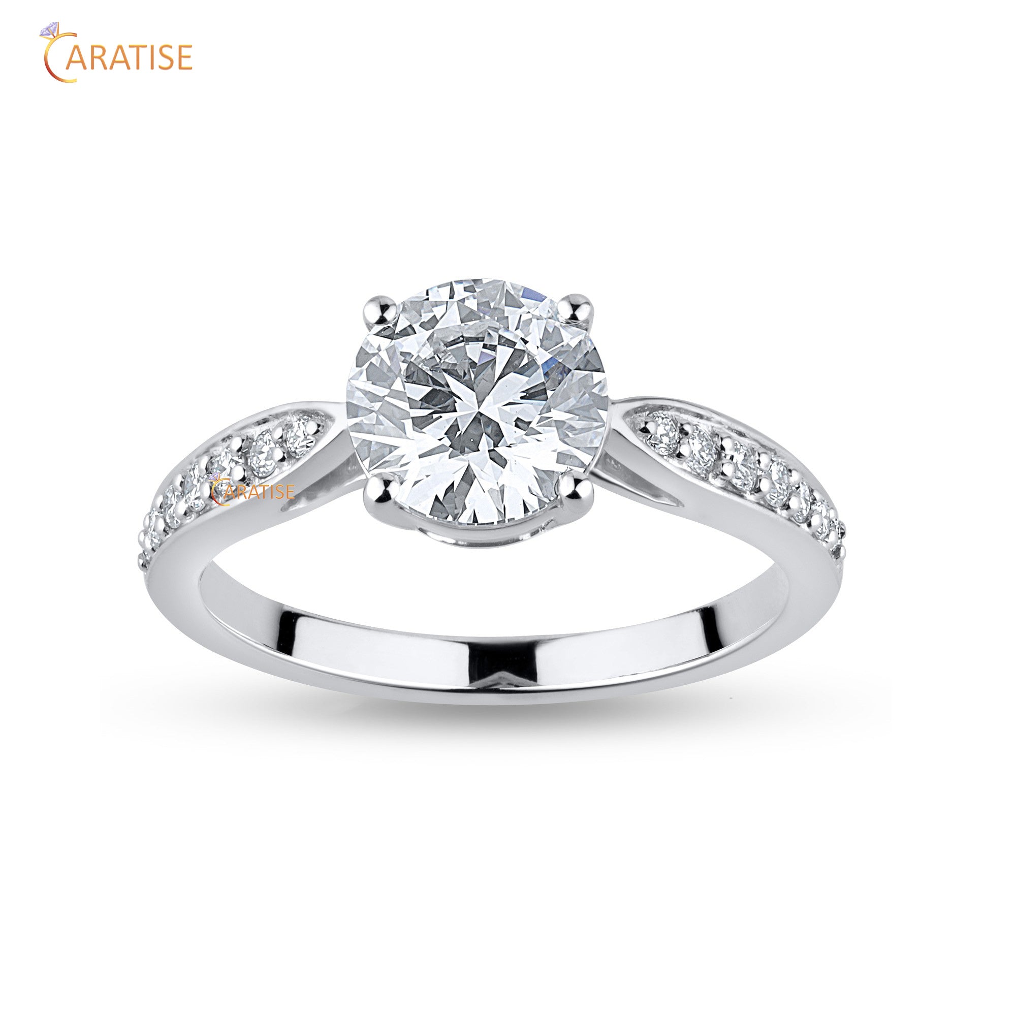 1.50 TDW Round Cut Mossiante Diamond Engagement Ring 925 Silver