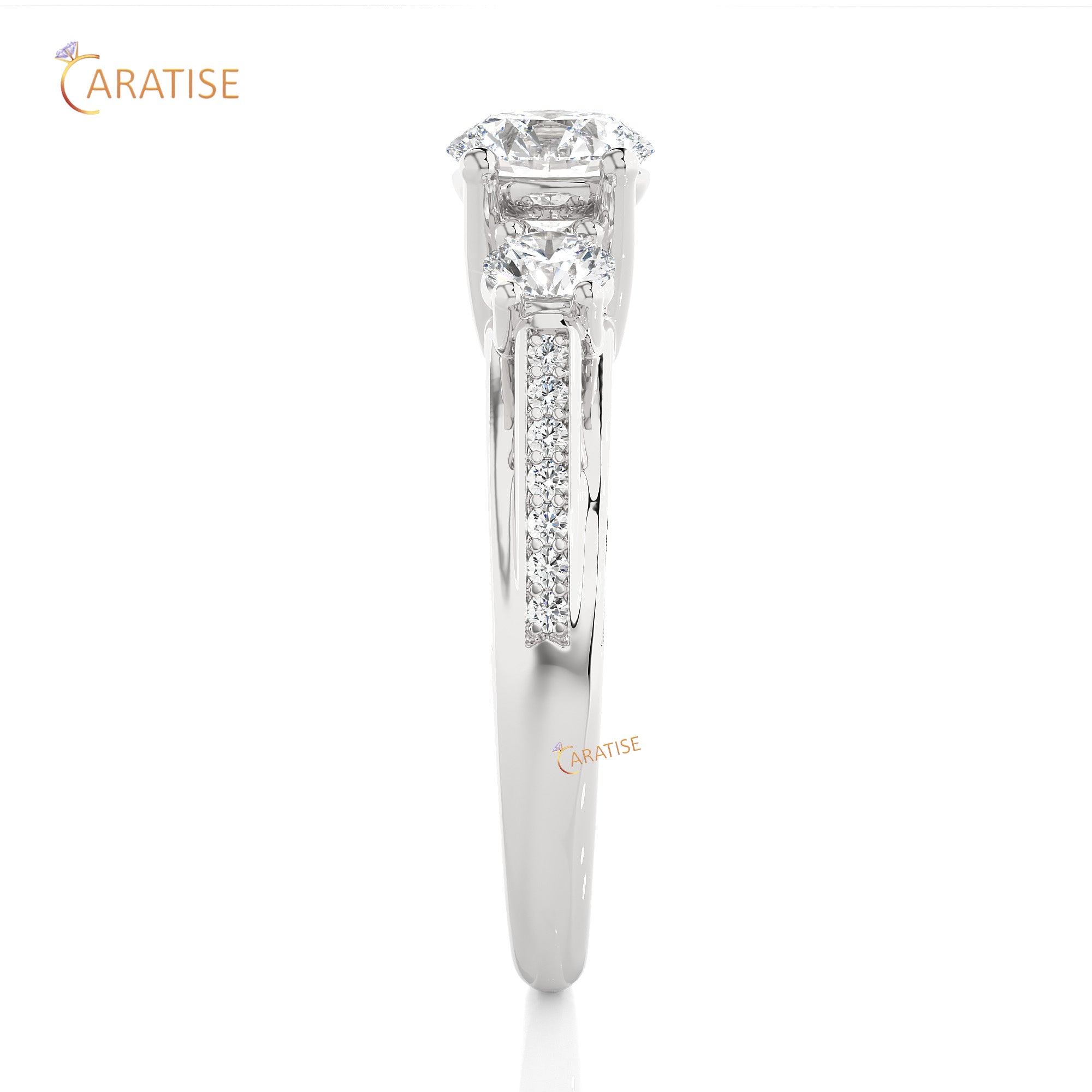 1.98 TDW Round Cut Engagement Moissanite Diamond Ring 925 Silver