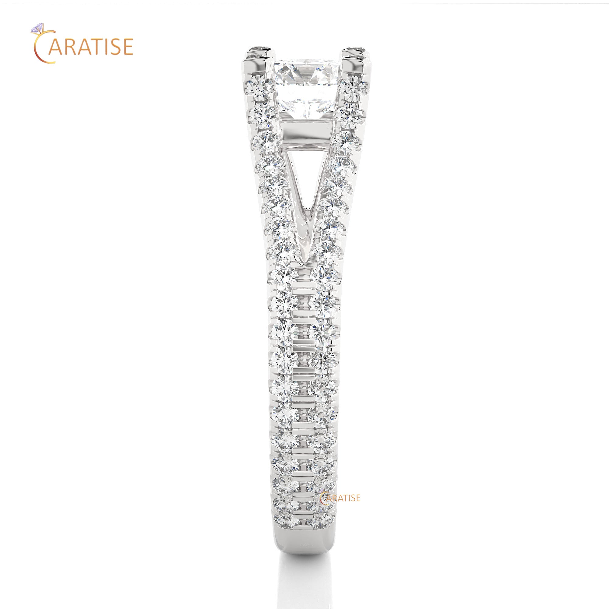 1.08 TDW Round Cut Engagement Moissanite Diamond Ring 925 Silver