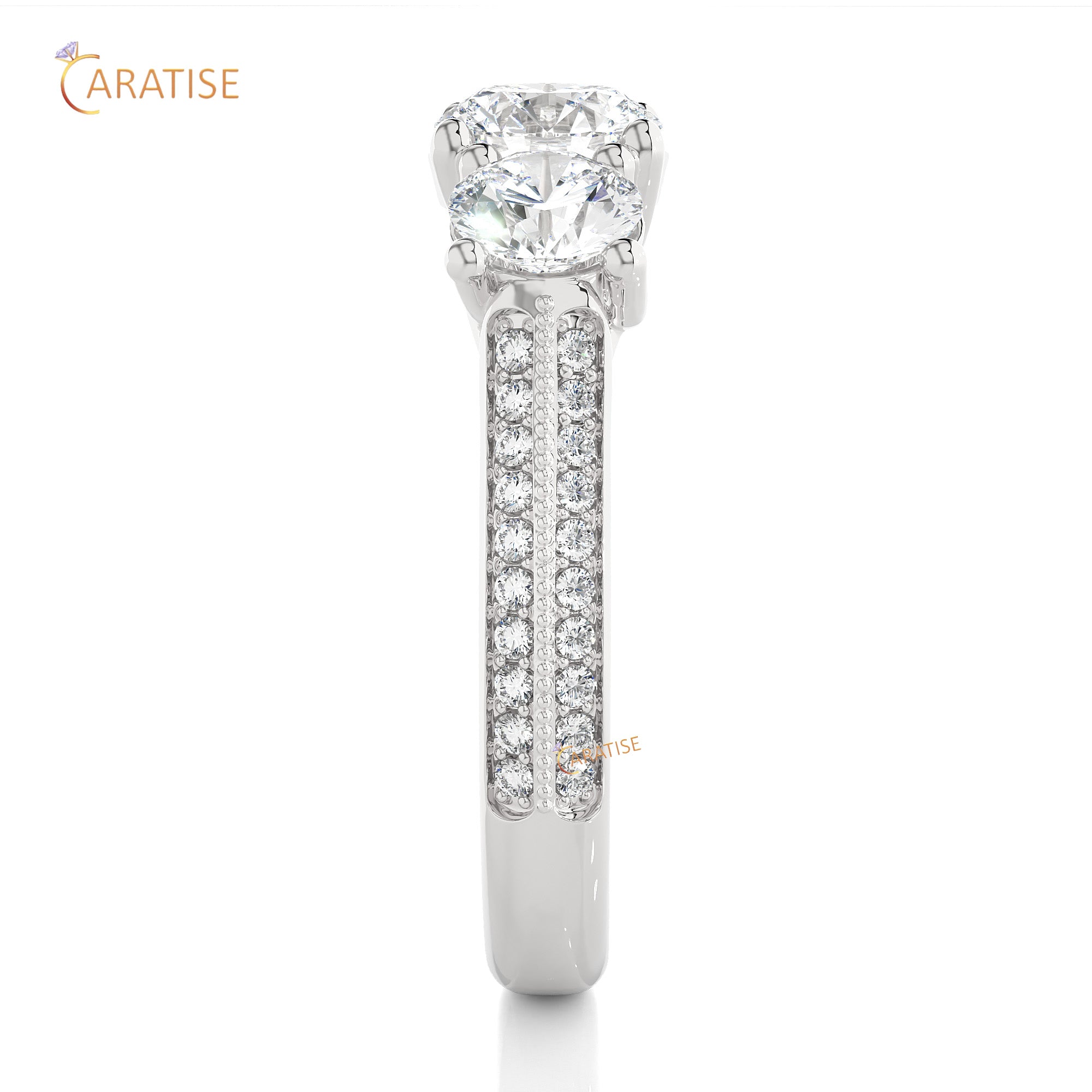 2.23 TDW Round Cut Engagement Moissanite Diamond Ring 925 Silver