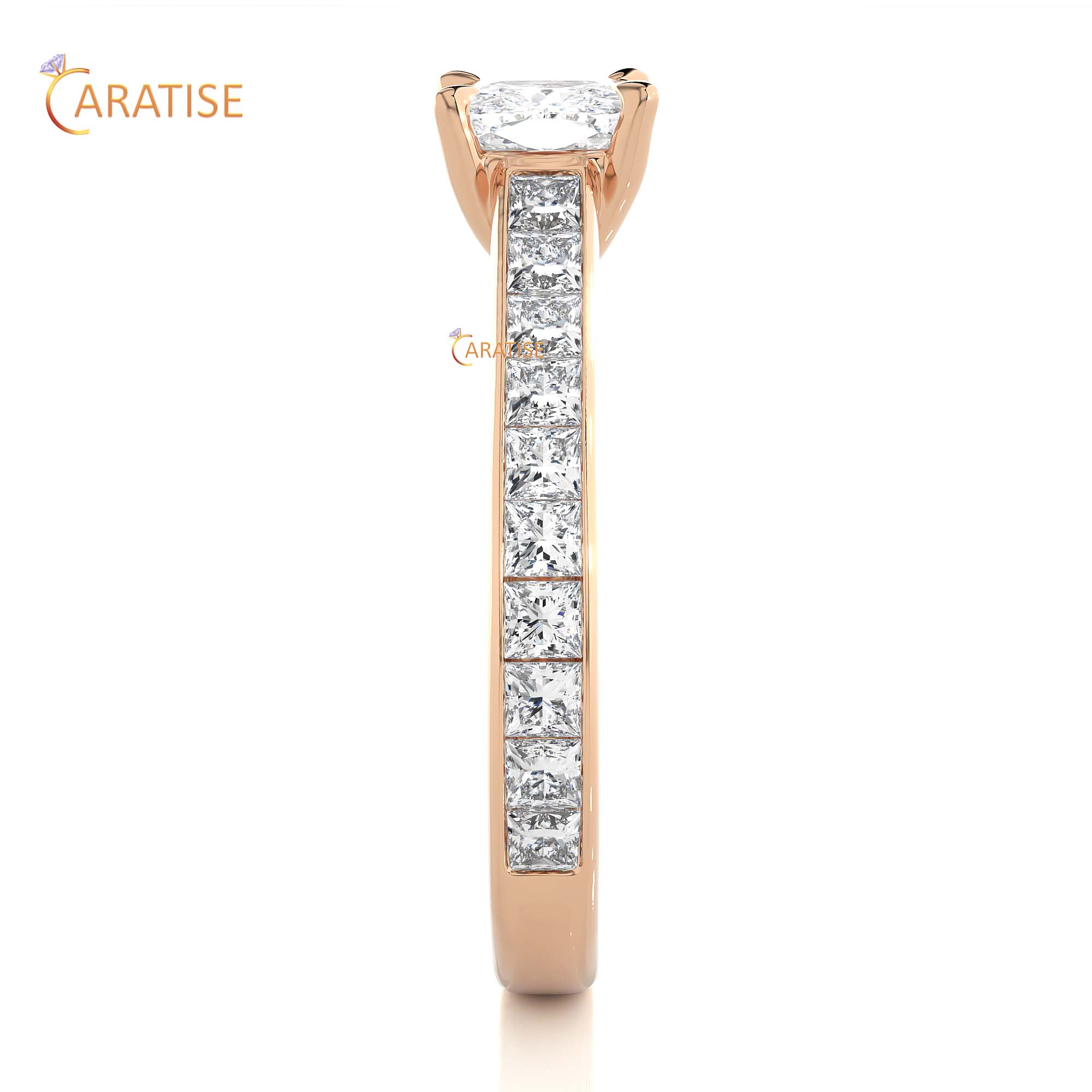 2.12 TDW Princess & Cushion Cut Engagement Moissanite Diamond Ring 925 Silver