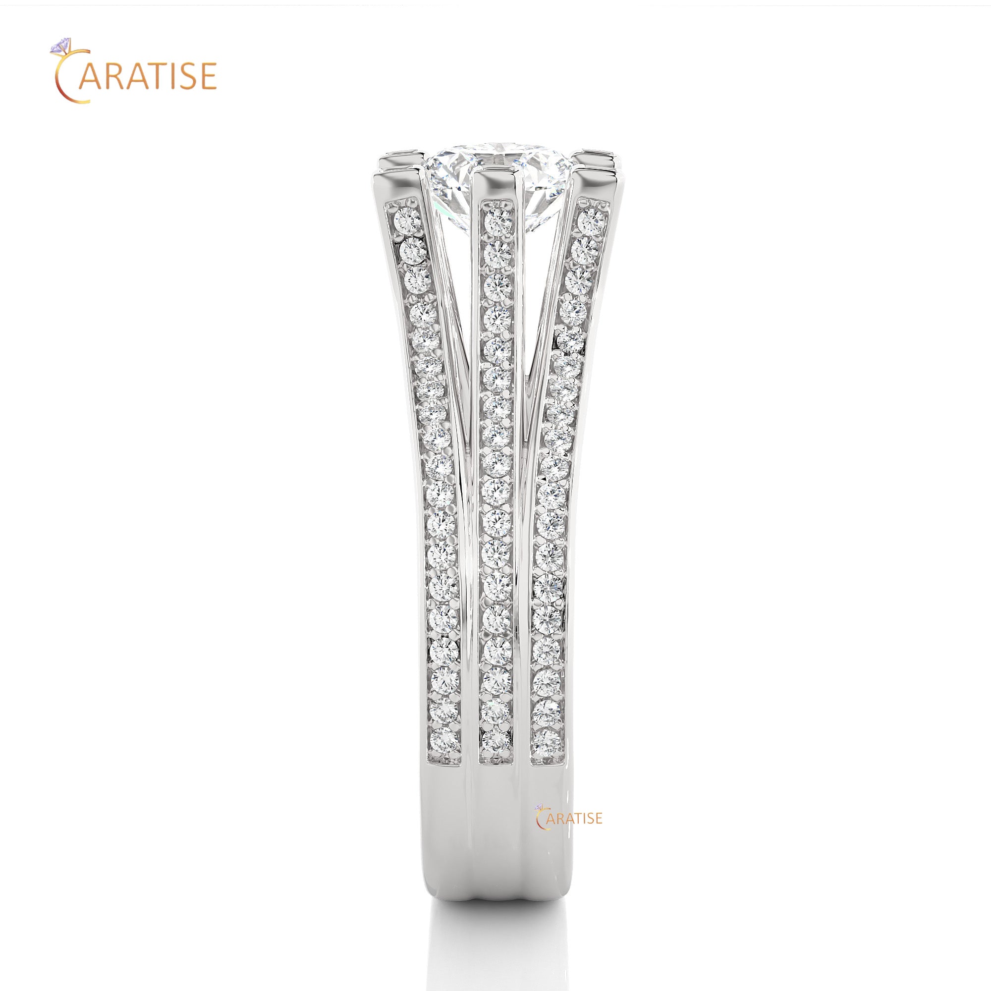 1.48 TDW Round Cut Moissanite Diamond Halo Ring 925 Silver