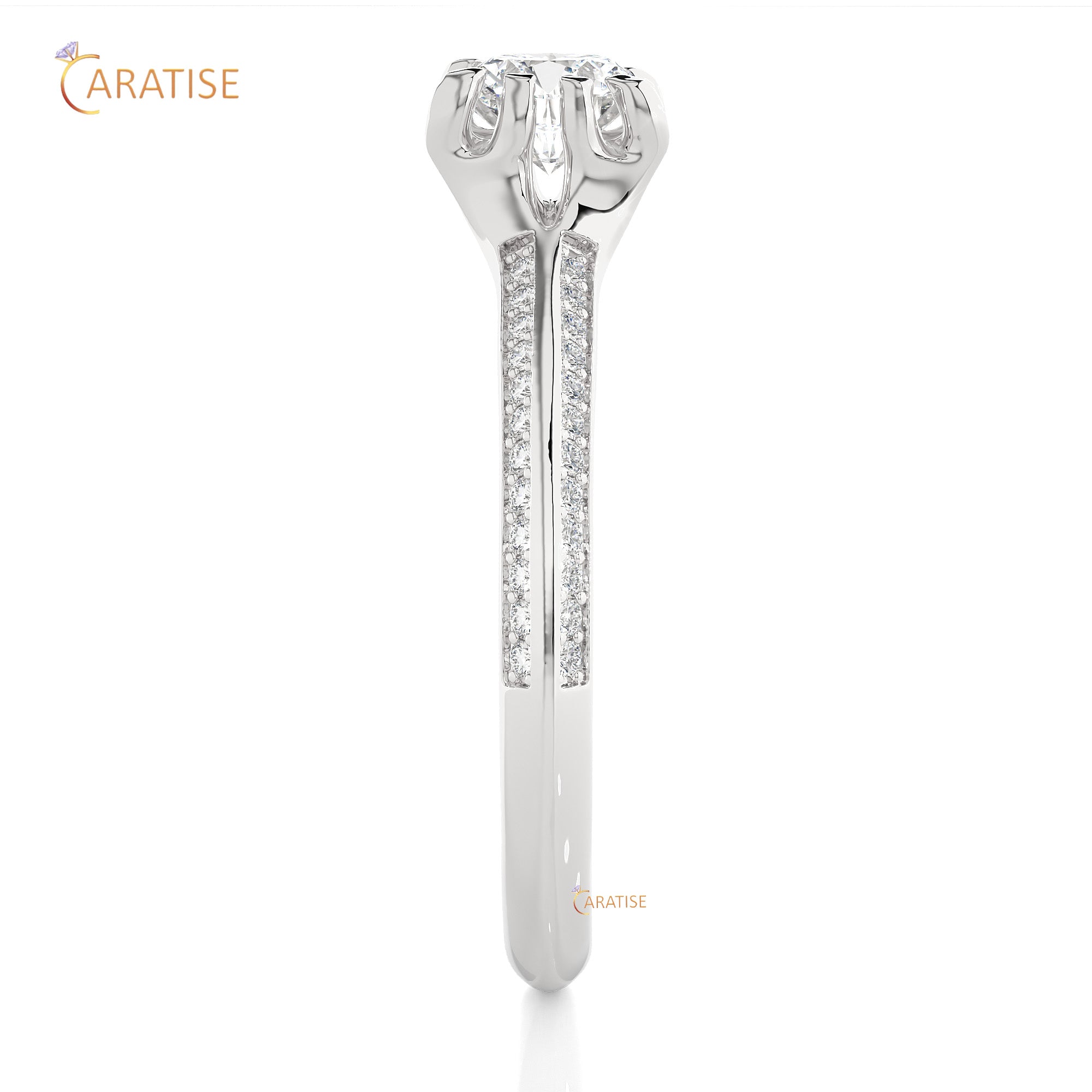 0.86 TDW Round Cut Engagement Moissanite Diamond Ring 925 Silver