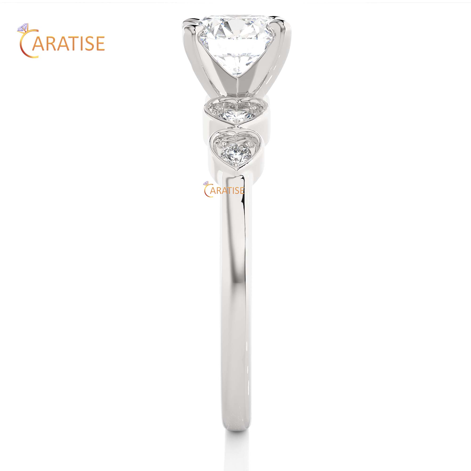 1.21 TDW Round Cut Engagement Moissanite Diamond Ring 925 Silver