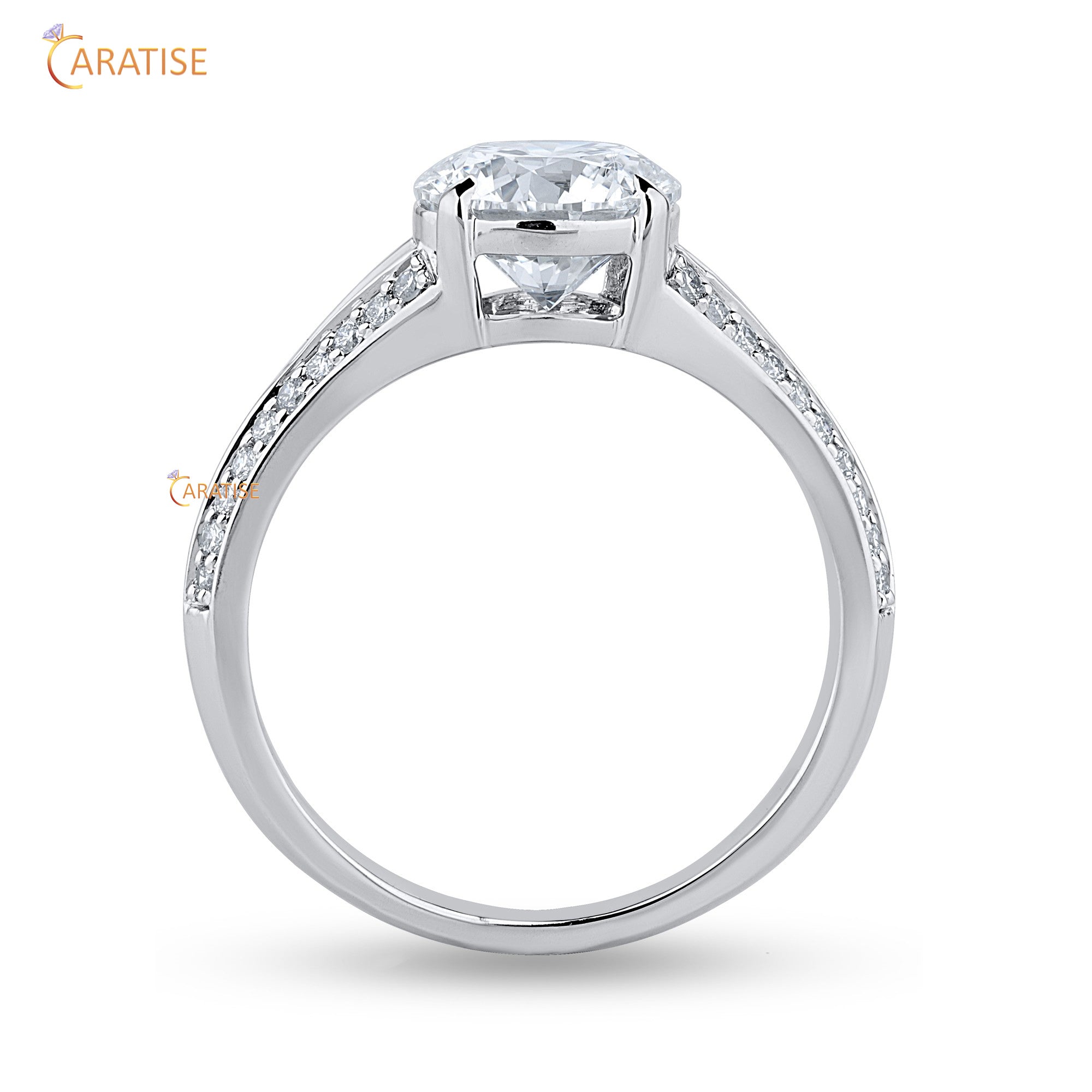 1.70 TDW Round Cut Mossiante Diamond Engagement Ring 925 Silver