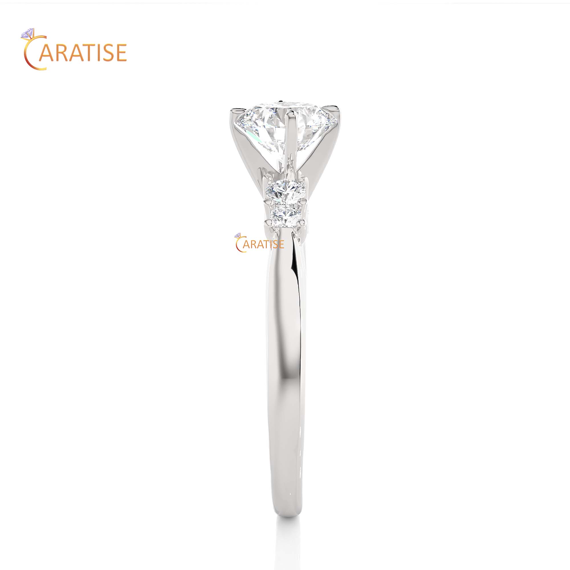 0.59 TDW Round Cut Engagement Moissanite Diamond Ring 925 Silver