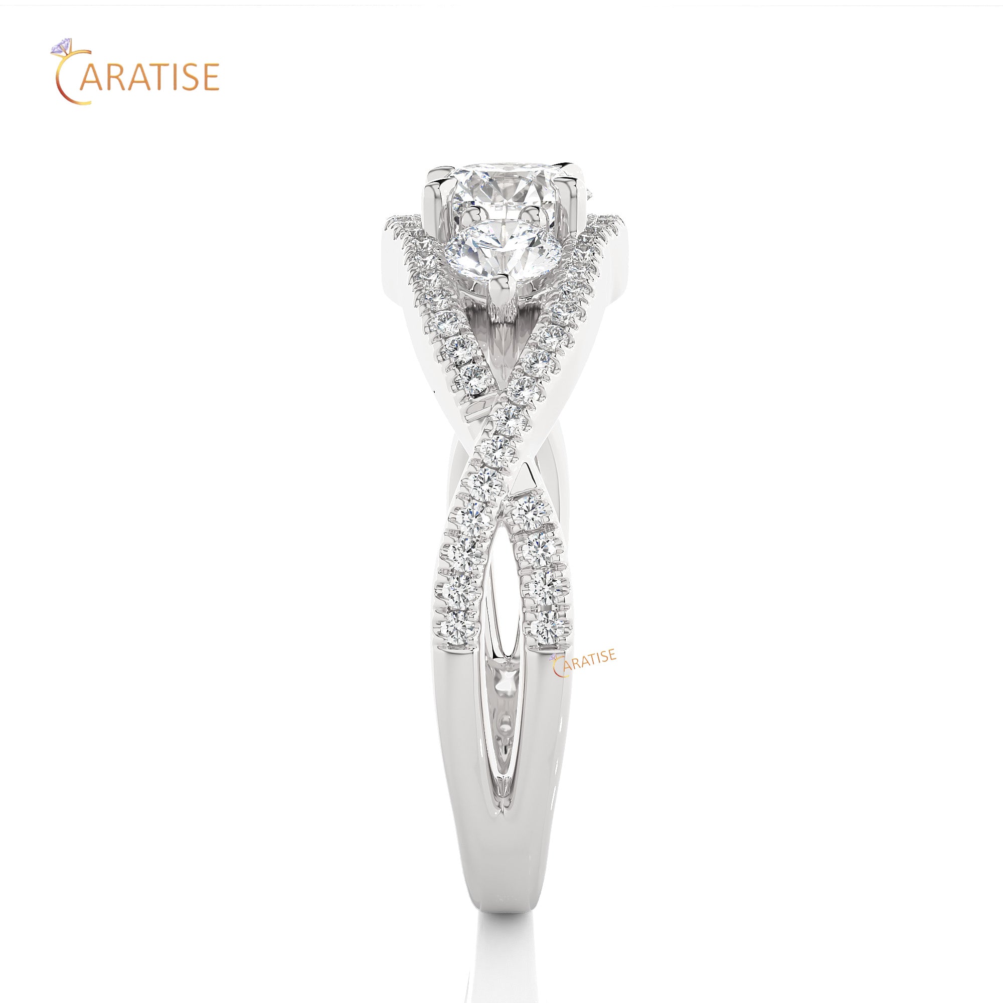 1.07 TDW Round Cut Engagement Moissanite Diamond Ring 925 Silver