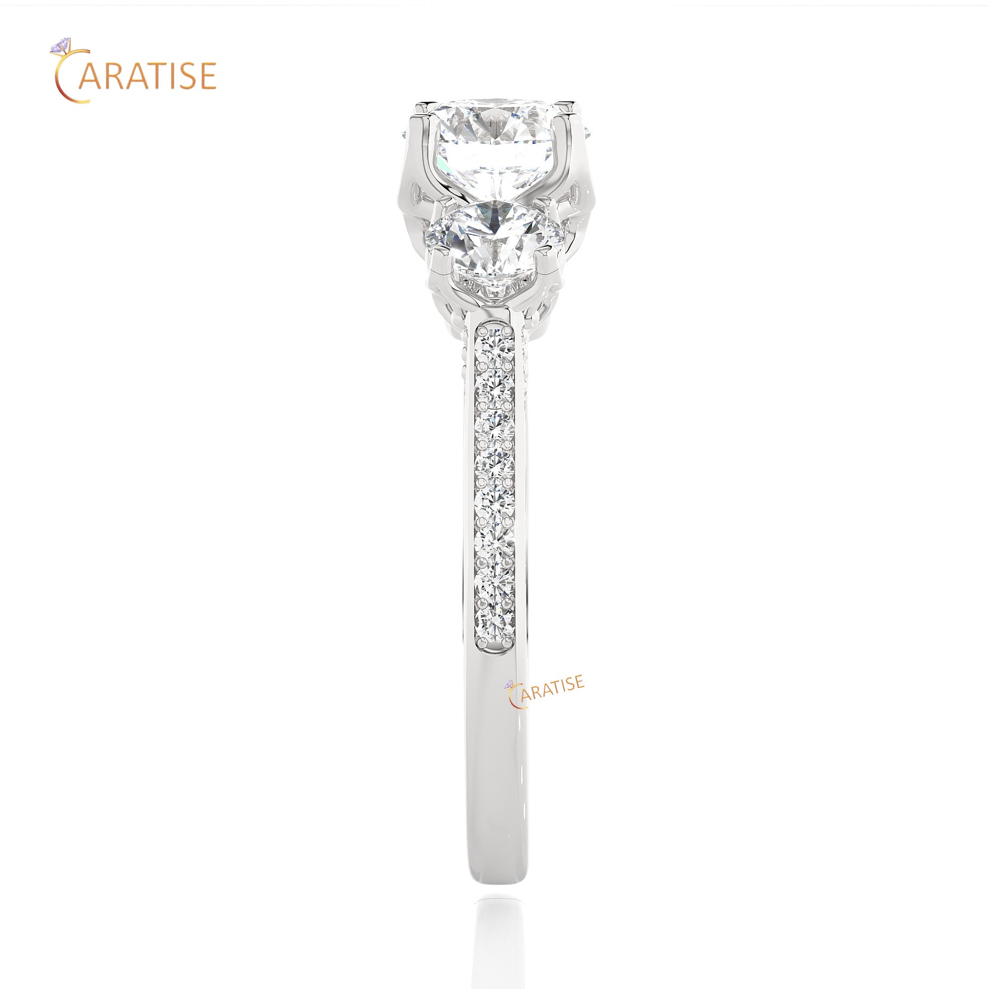 1.90 TDW Round Cut Engagement Moissanite Diamond Ring 925 Silver