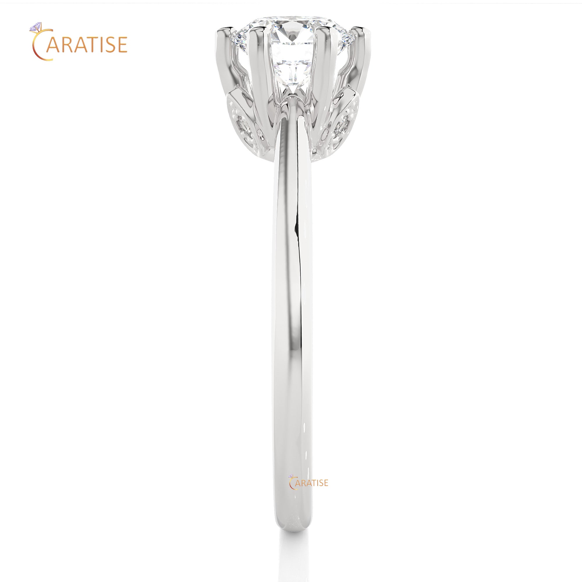 1.05 TDW Round Cut Moissanite Diamond Engagement Ring 925 Silver