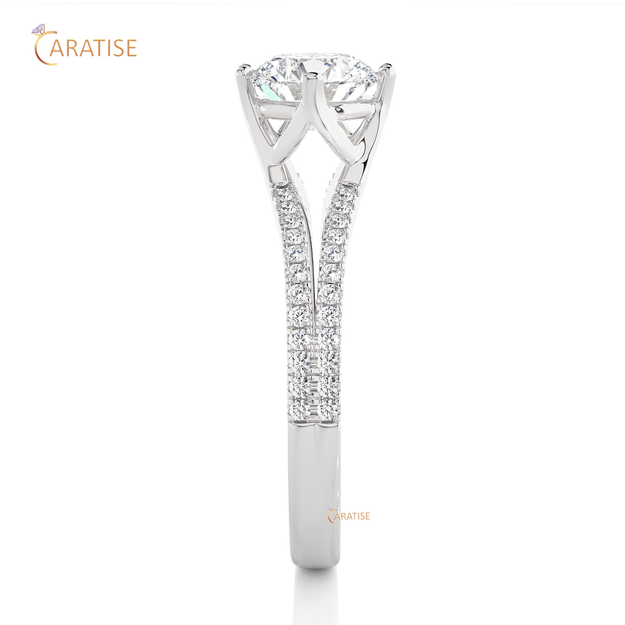 1.05 TDW Round Cut Engagement Moissanite Diamond Ring 925 Silver