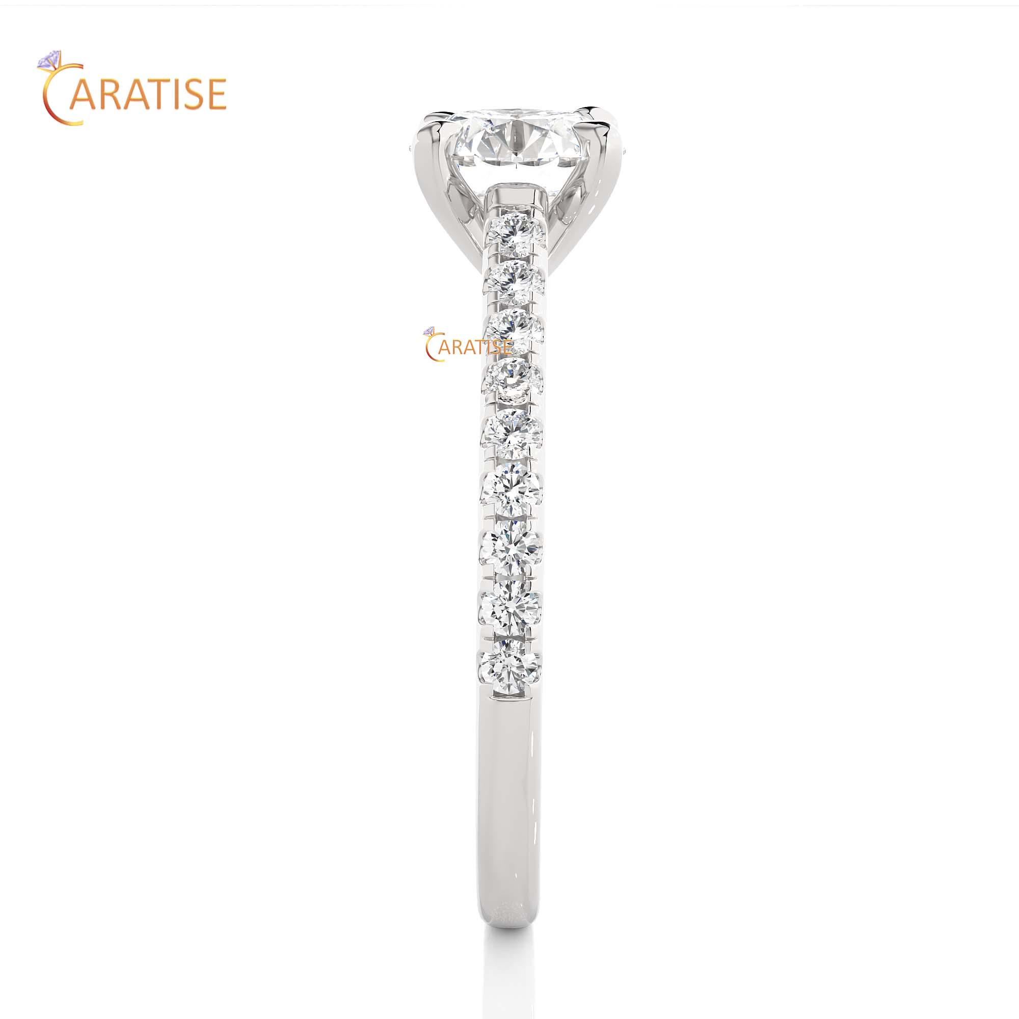 1.36 TDW Round Cut Engagement Moissanite Diamond Ring 925 Silver