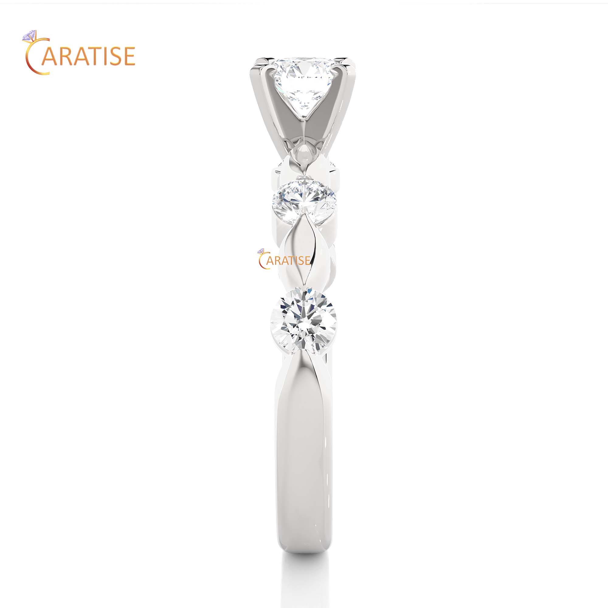 0.90 TDW Round Cut Engagement Moissanite Diamond Ring 925 Silver