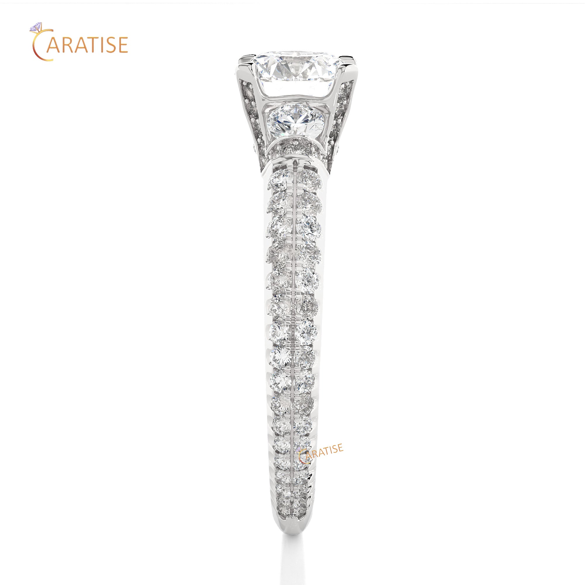 1.44 TDW Round Cut Engagement Moissanite Diamond Ring 925 Silver