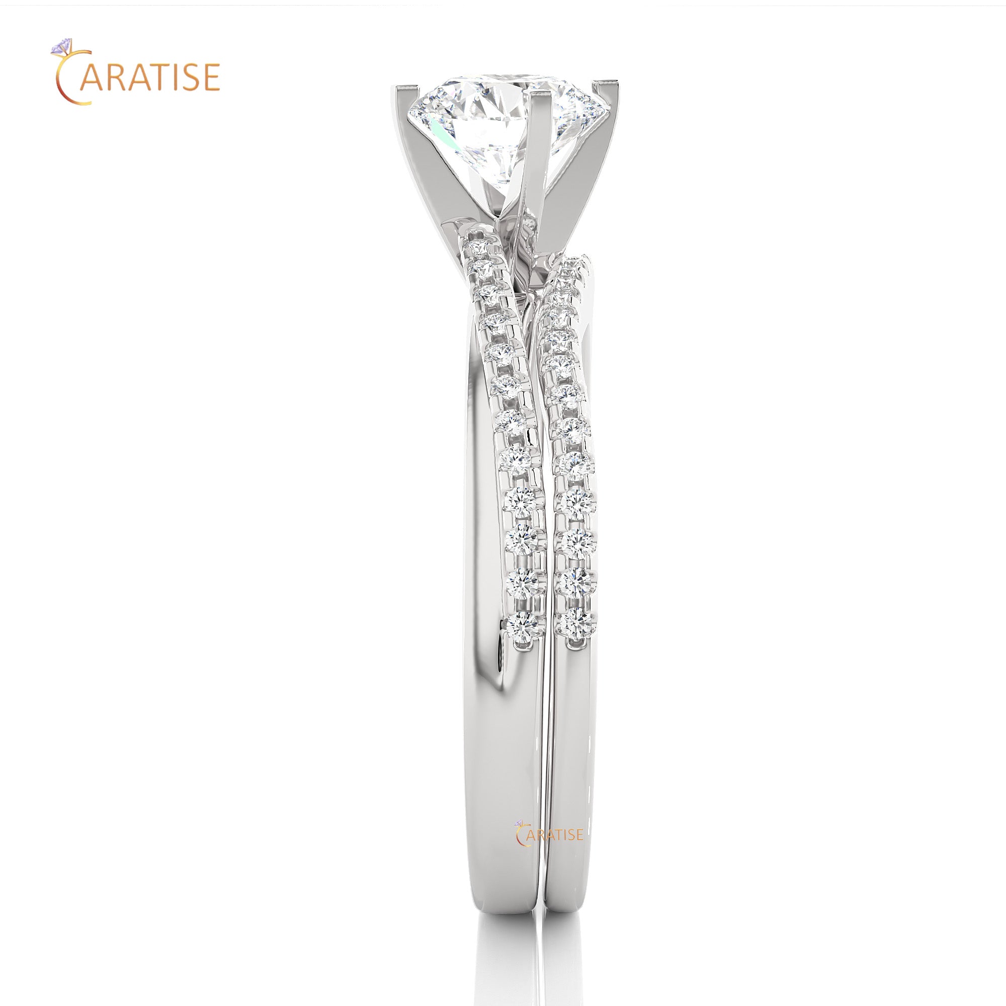 0.72 TDW Round Cut Moissanite Diamond Engagement Ring 925 Silver