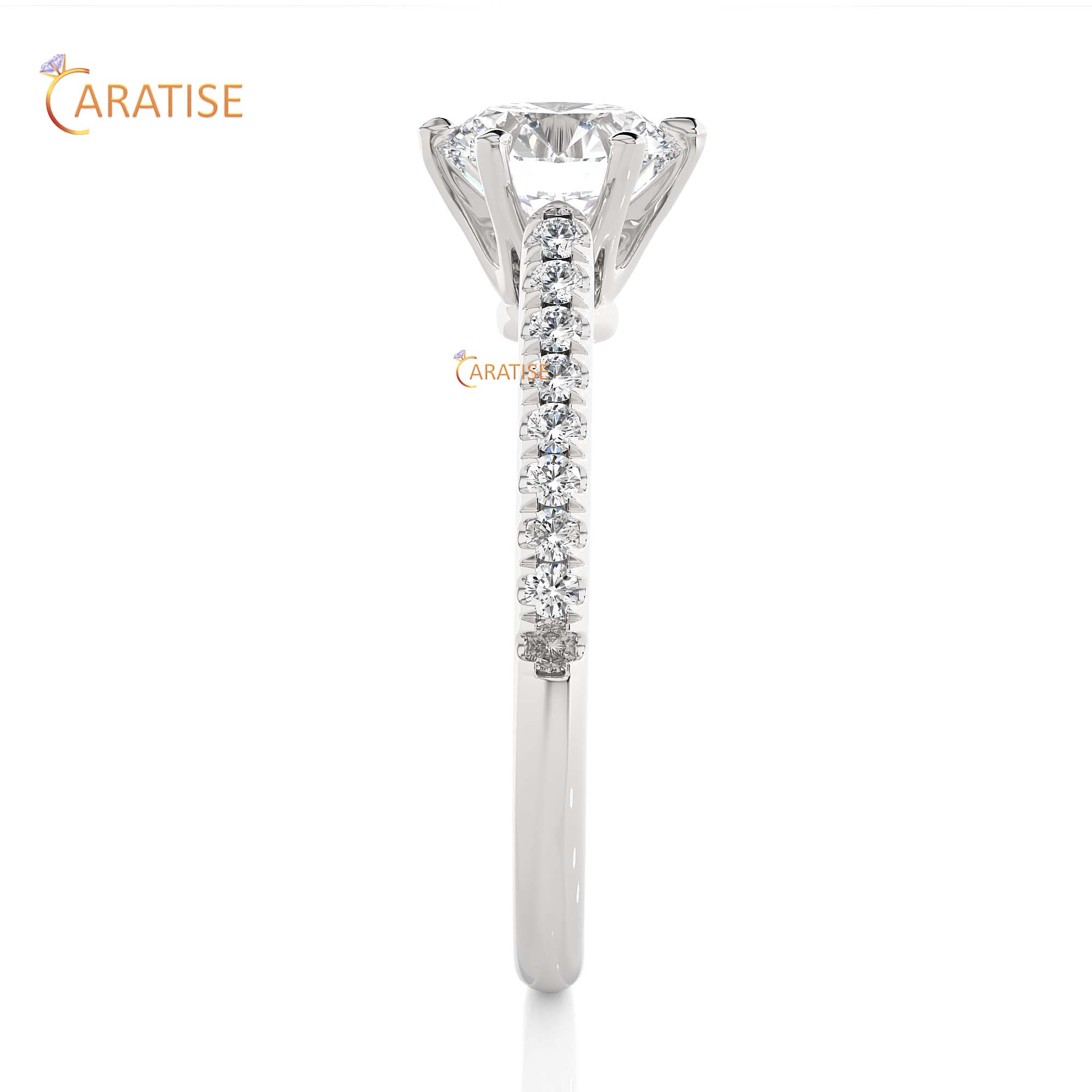 1.47 TDW Round Cut Engagement Moissanite Diamond Ring 925 Silver