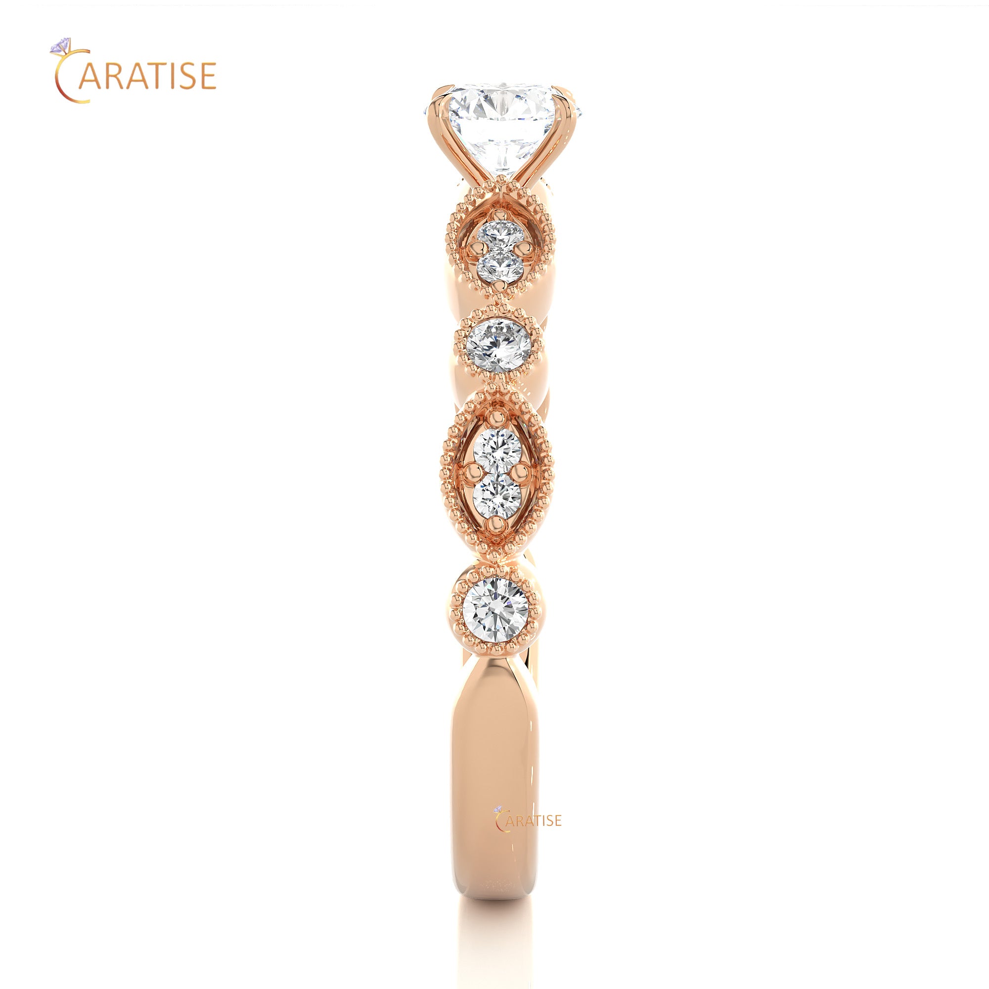 0.67 TDW Round Cut Moissanite Diamond Engagement Ring 925 Silver