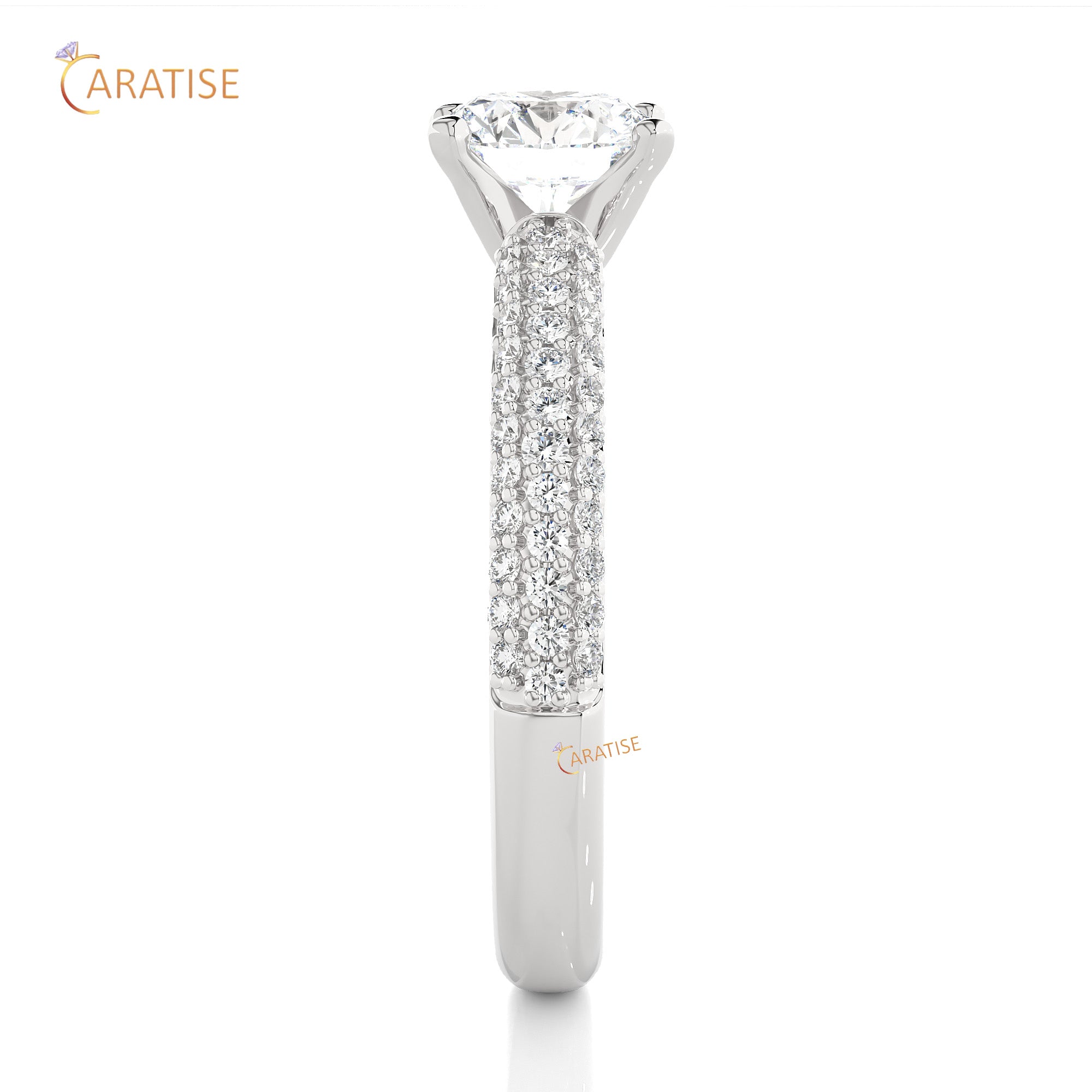 1.22 TDW Round Cut Engagement Moissanite Diamond Ring 925 Silver