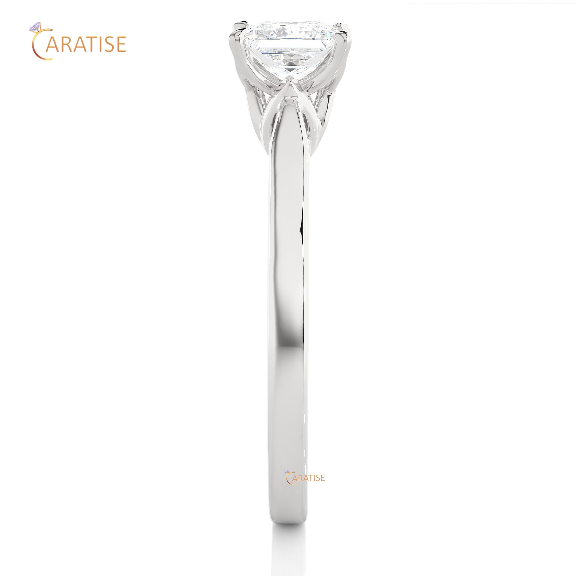 0.57 TDW Princess Cut Moissanite Diamond Solitaire Ring 925 Silver