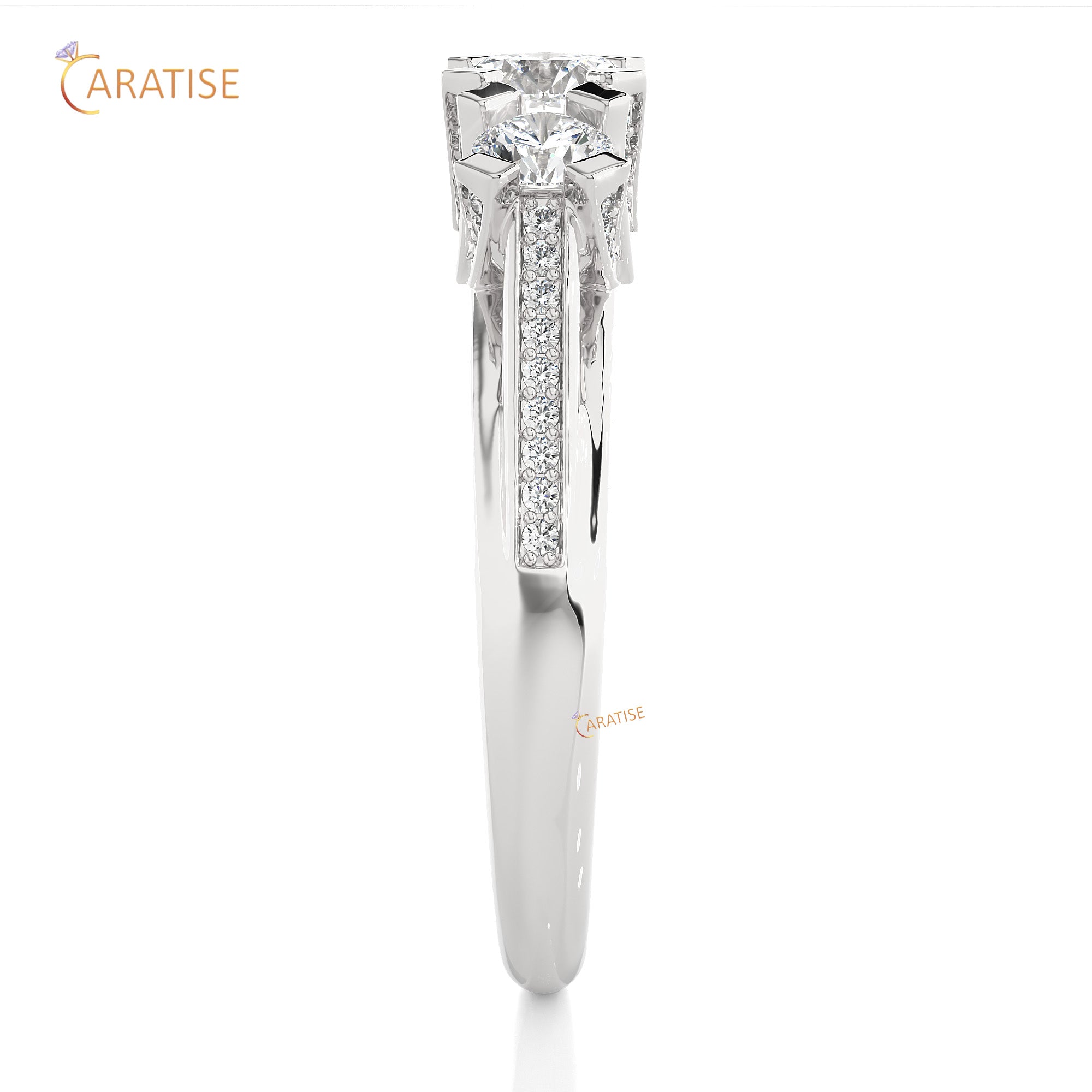 1.20 TDW Round Cut Engagement Moissanite Diamond Ring 925 Silver