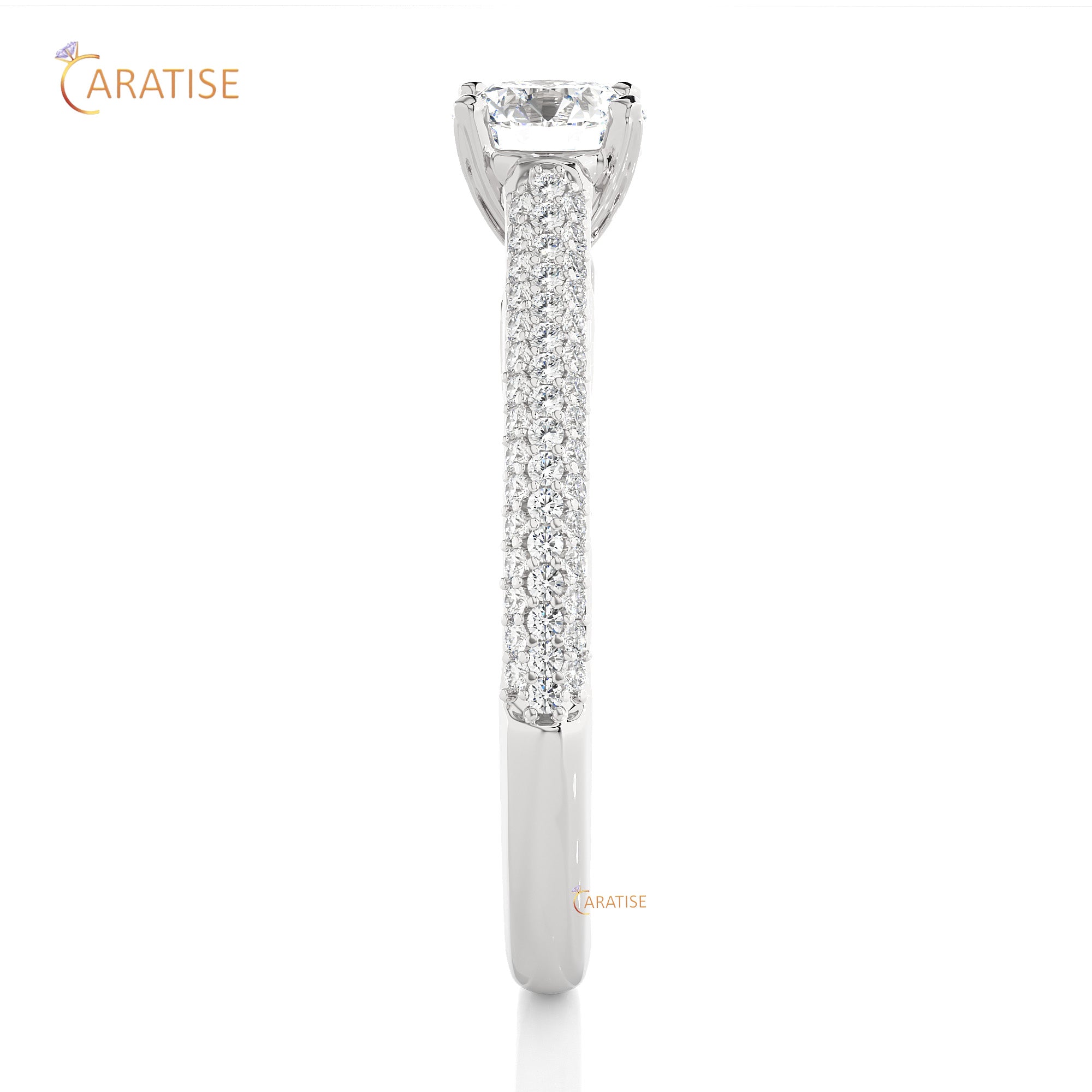 0.95 TDW Round Cut Engagement Moissanite Diamond Ring 925 Silver