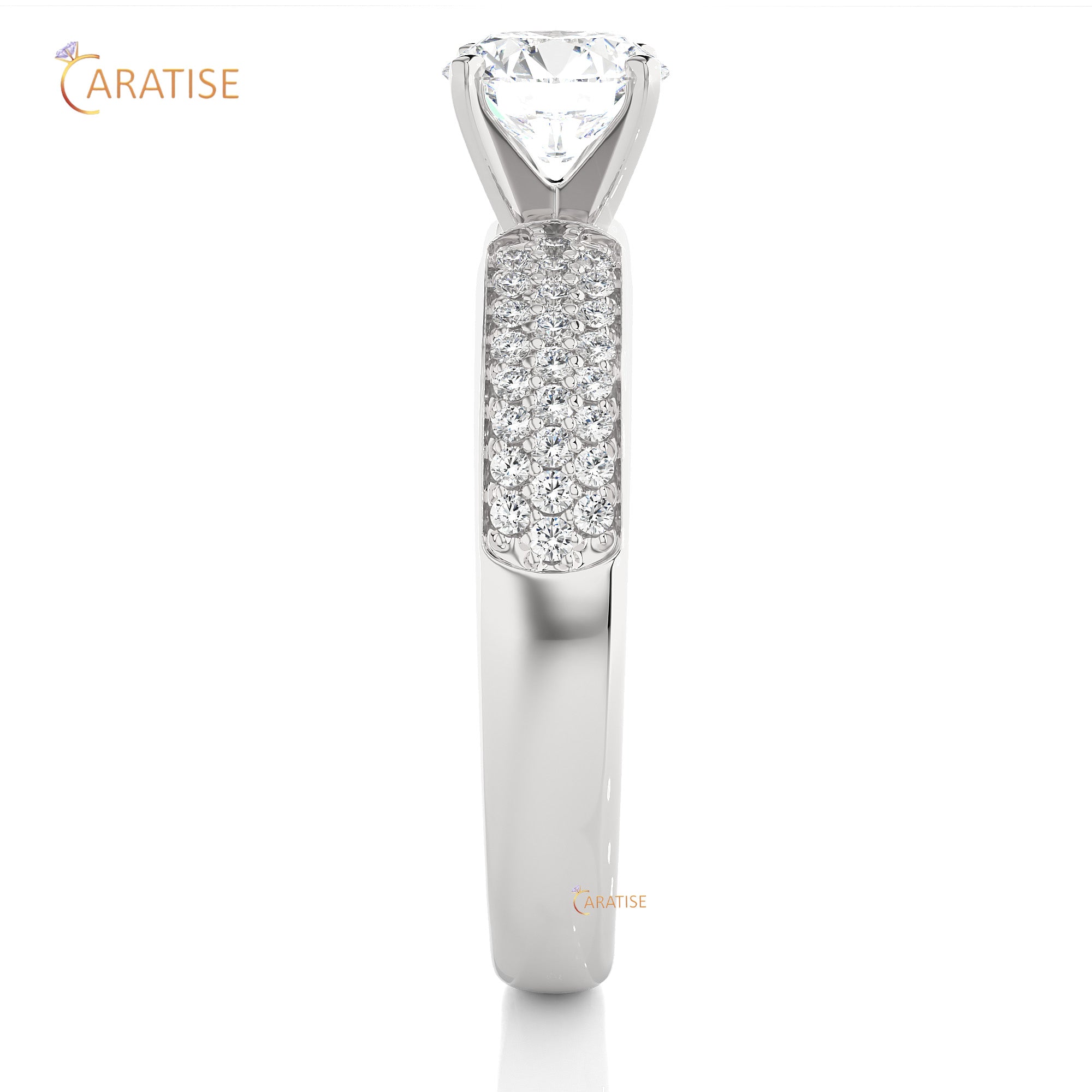 1.02 TDW Round Cut Engagement Moissanite Diamond Ring 925 Silver