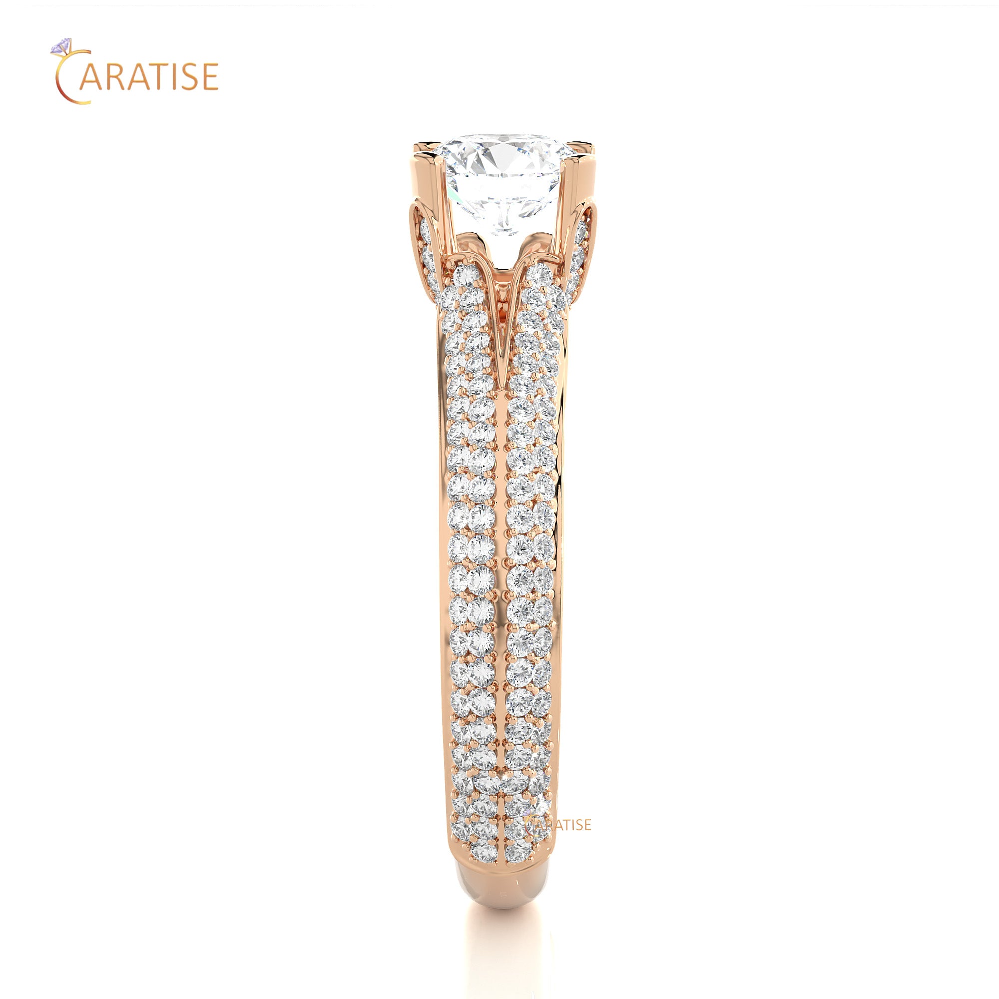 1.13 TDW Round Cut Engagement Moissanite Diamond Ring 925 Silver