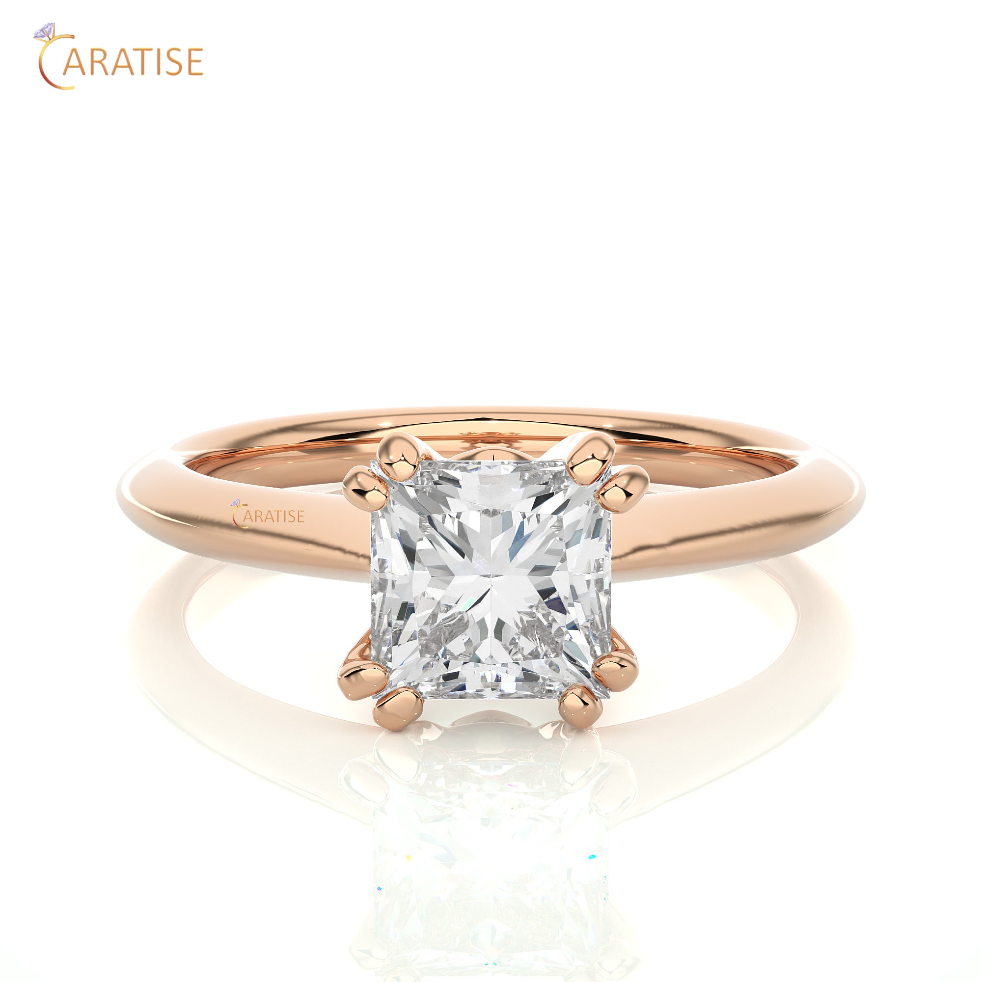 1.38 TDW Round & princess Cut Engagement Moissanite Diamond Ring 925 Silver