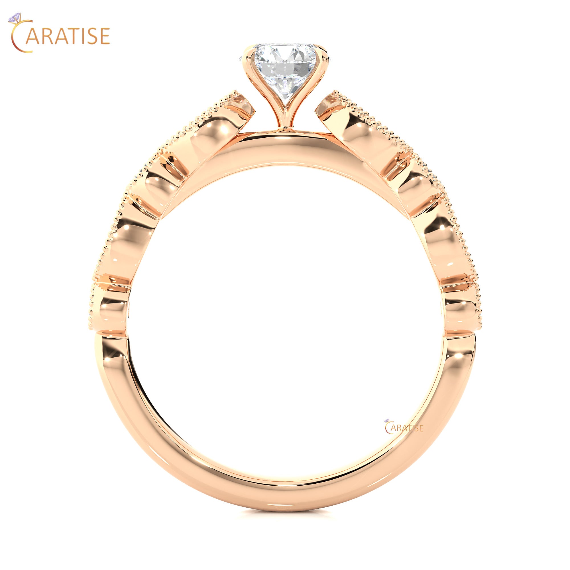 0.67 TDW Round Cut Moissanite Diamond Engagement Ring 925 Silver