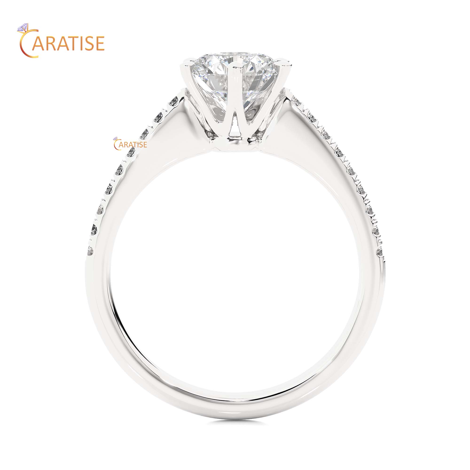 1.47 TDW Round Cut Engagement Moissanite Diamond Ring 925 Silver