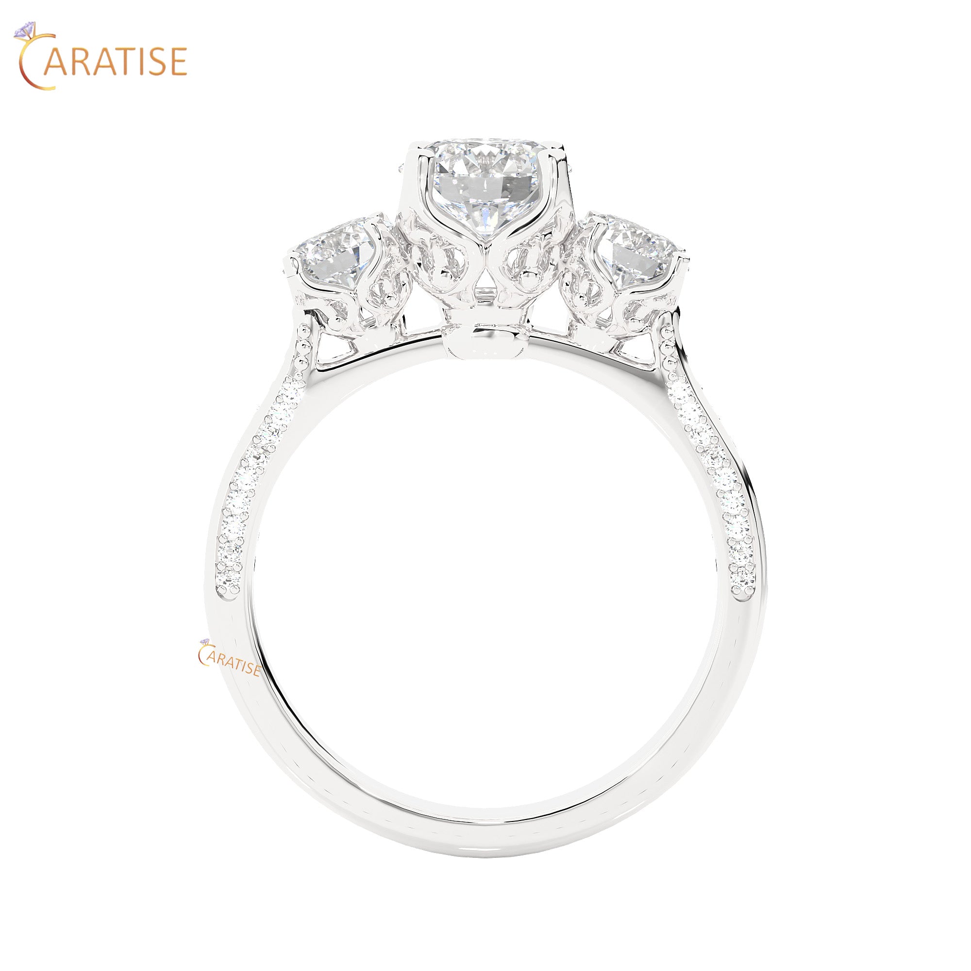 1.90 TDW Round Cut Engagement Moissanite Diamond Ring 925 Silver