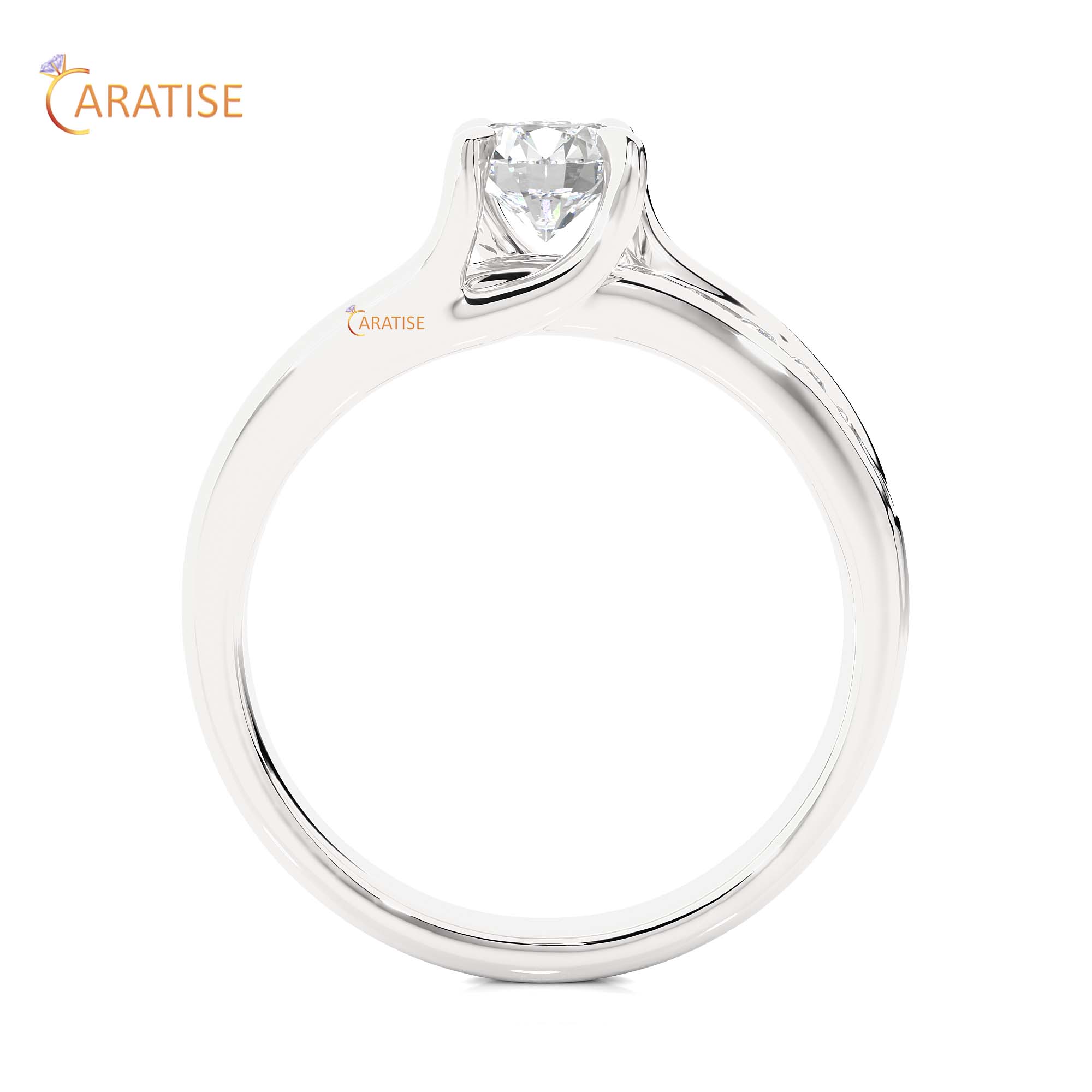 0.97 TDW Round Cut Engagement Moissanite Diamond Ring 925 Silver