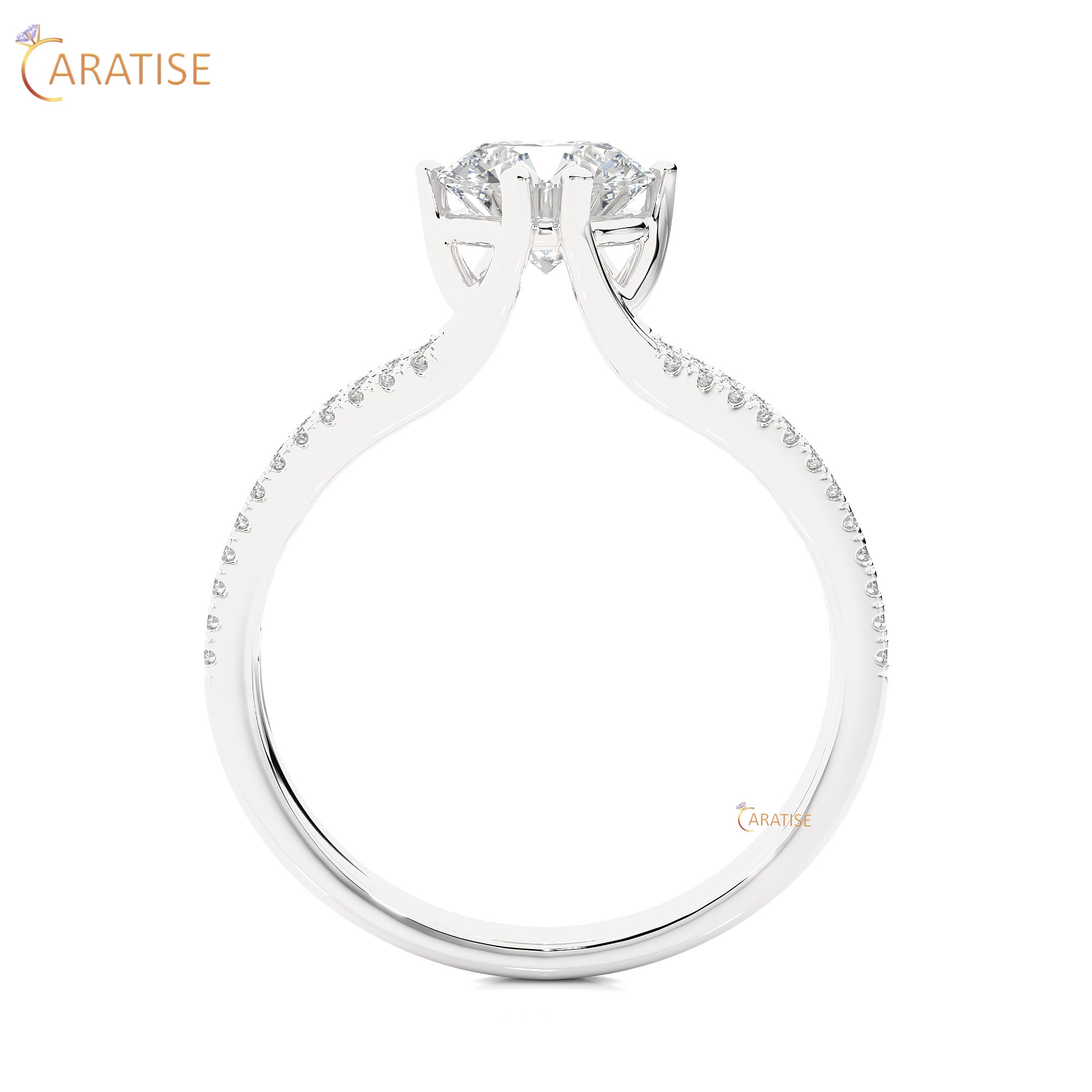 1.05 TDW Round Cut Engagement Moissanite Diamond Ring 925 Silver