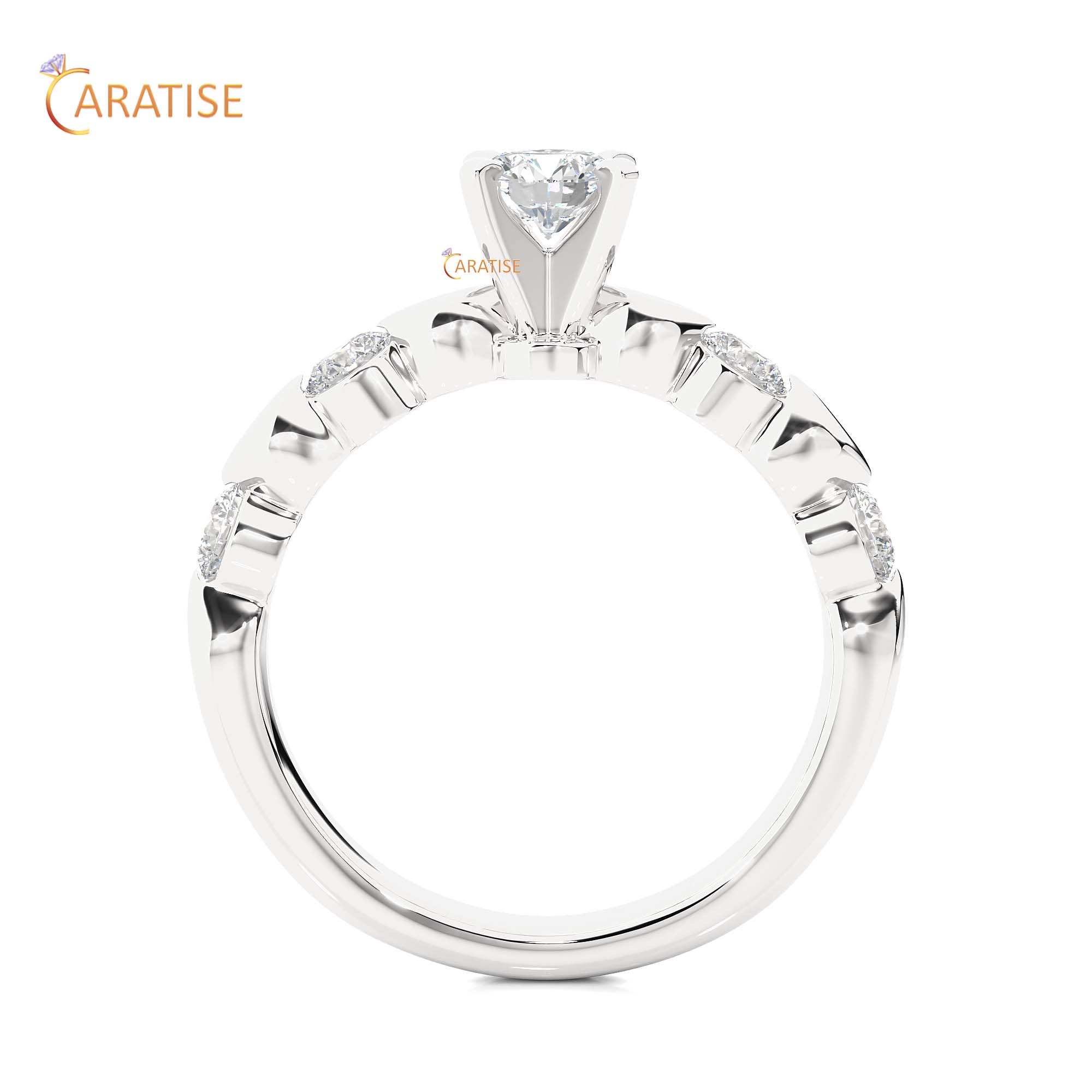 0.90 TDW Round Cut Engagement Moissanite Diamond Ring 925 Silver