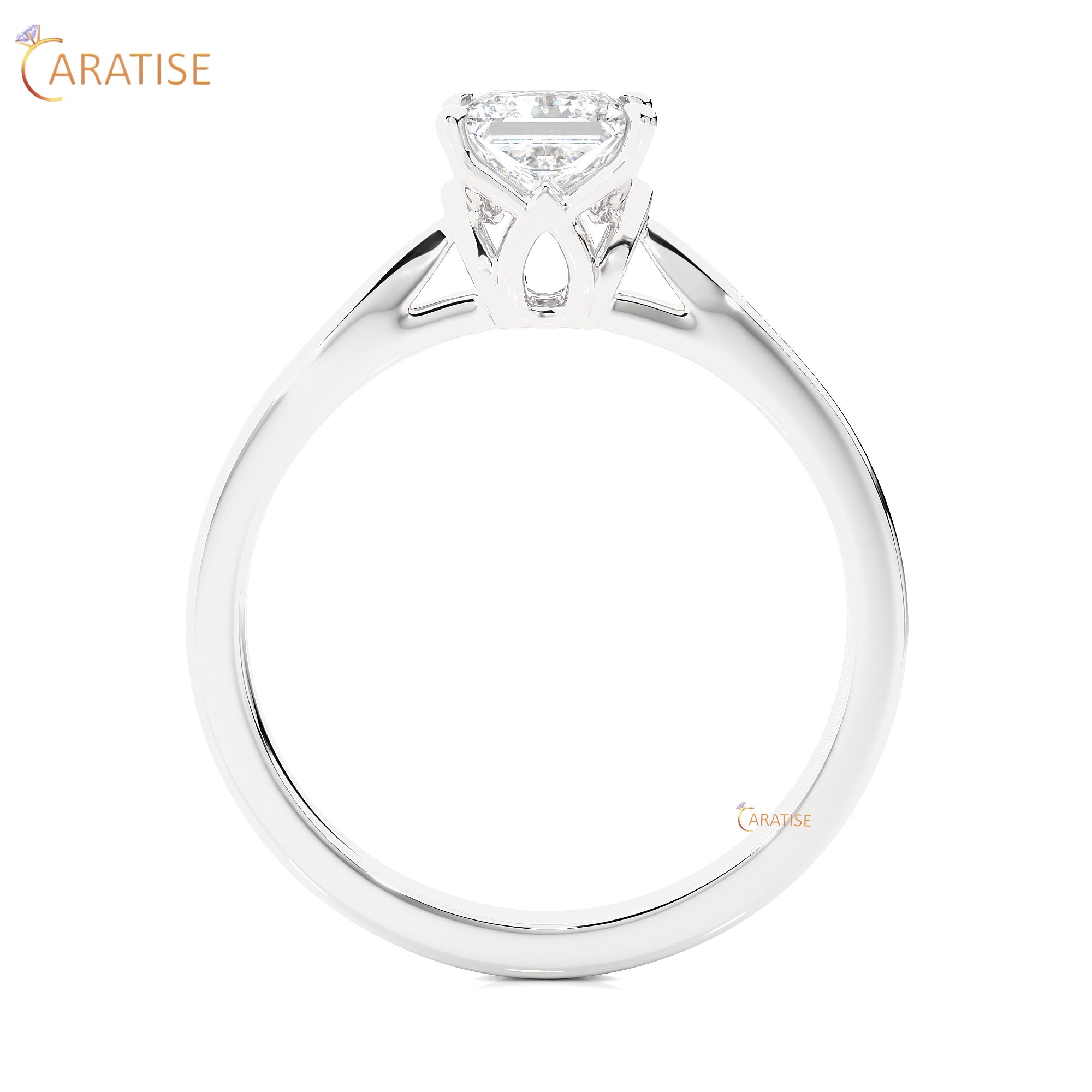 0.57 TDW Princess Cut Moissanite Diamond Solitaire Ring 925 Silver