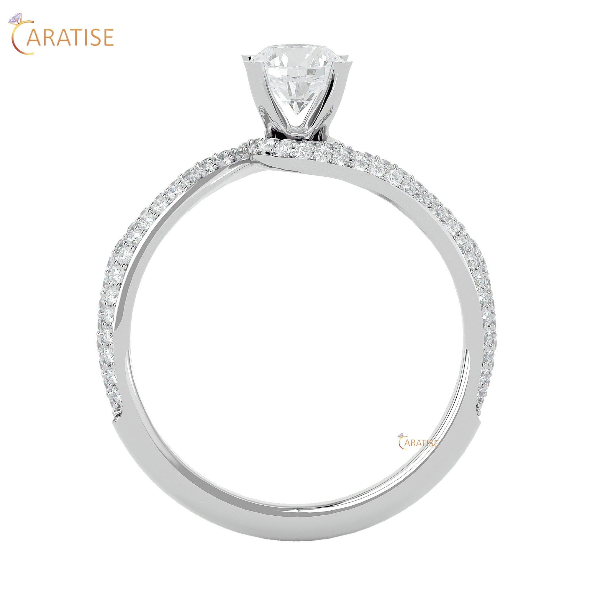 0.87 TDW Round Cut Engagement Moissanite Diamond Ring 925 Silver