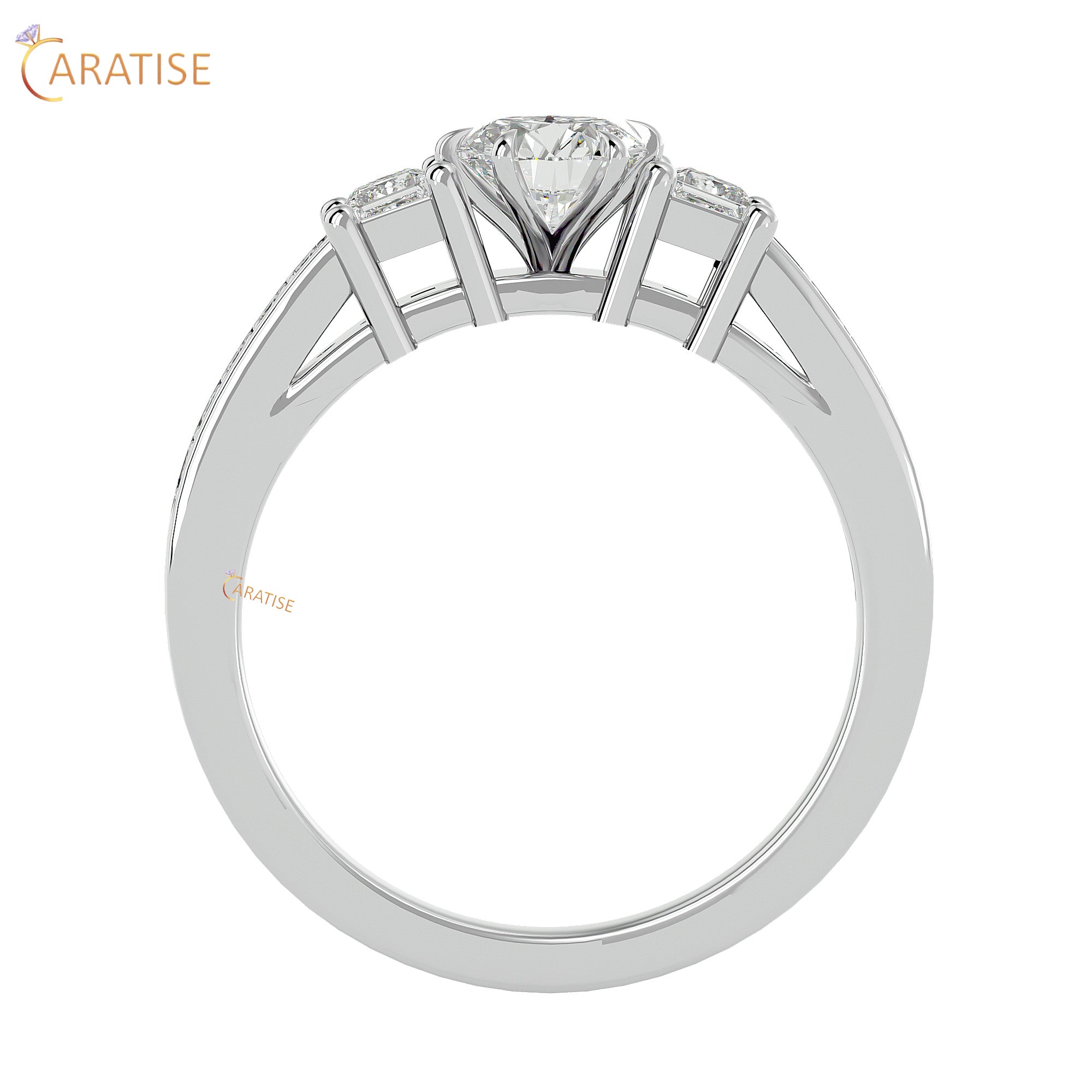 0.85 TDW Round Cut Engagement Moissanite Diamond Ring 925 Silver