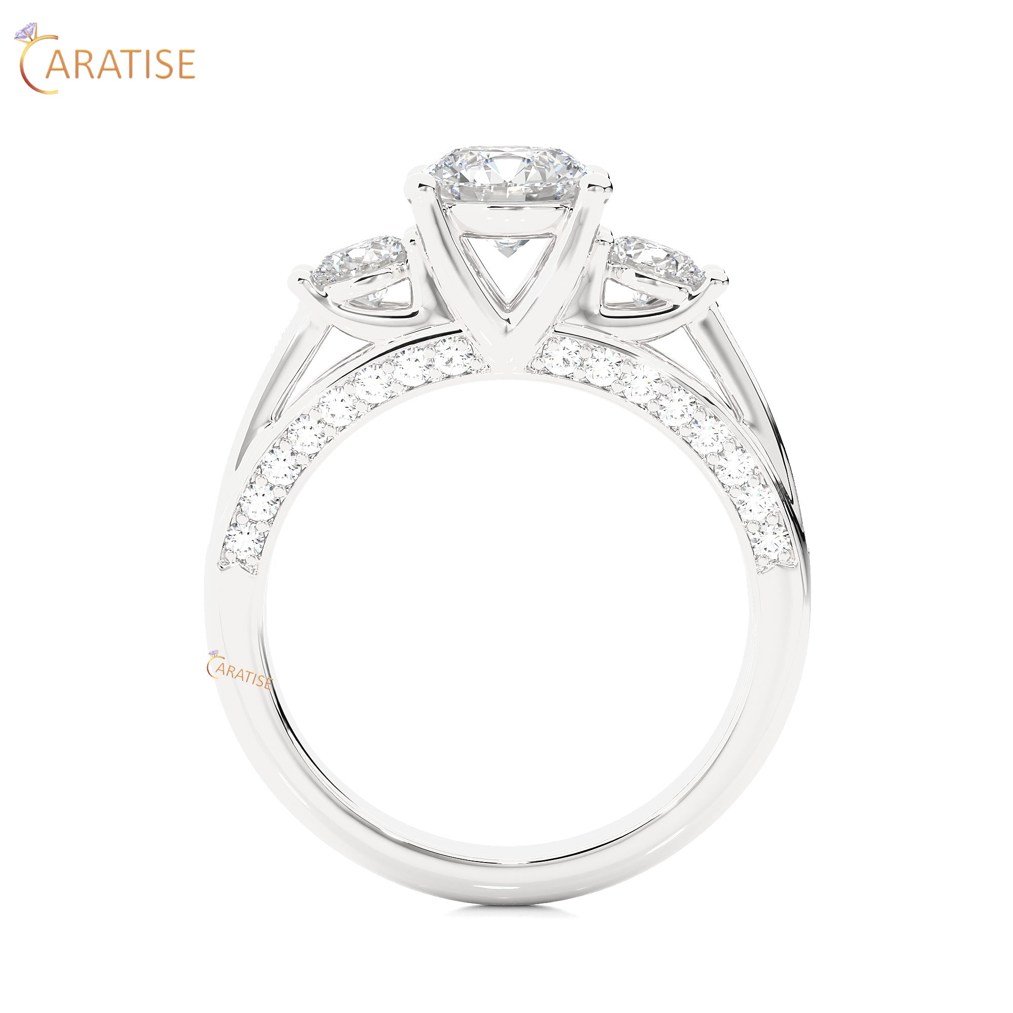 1.98 TDW Round Cut Engagement Moissanite Diamond Ring 925 Silver