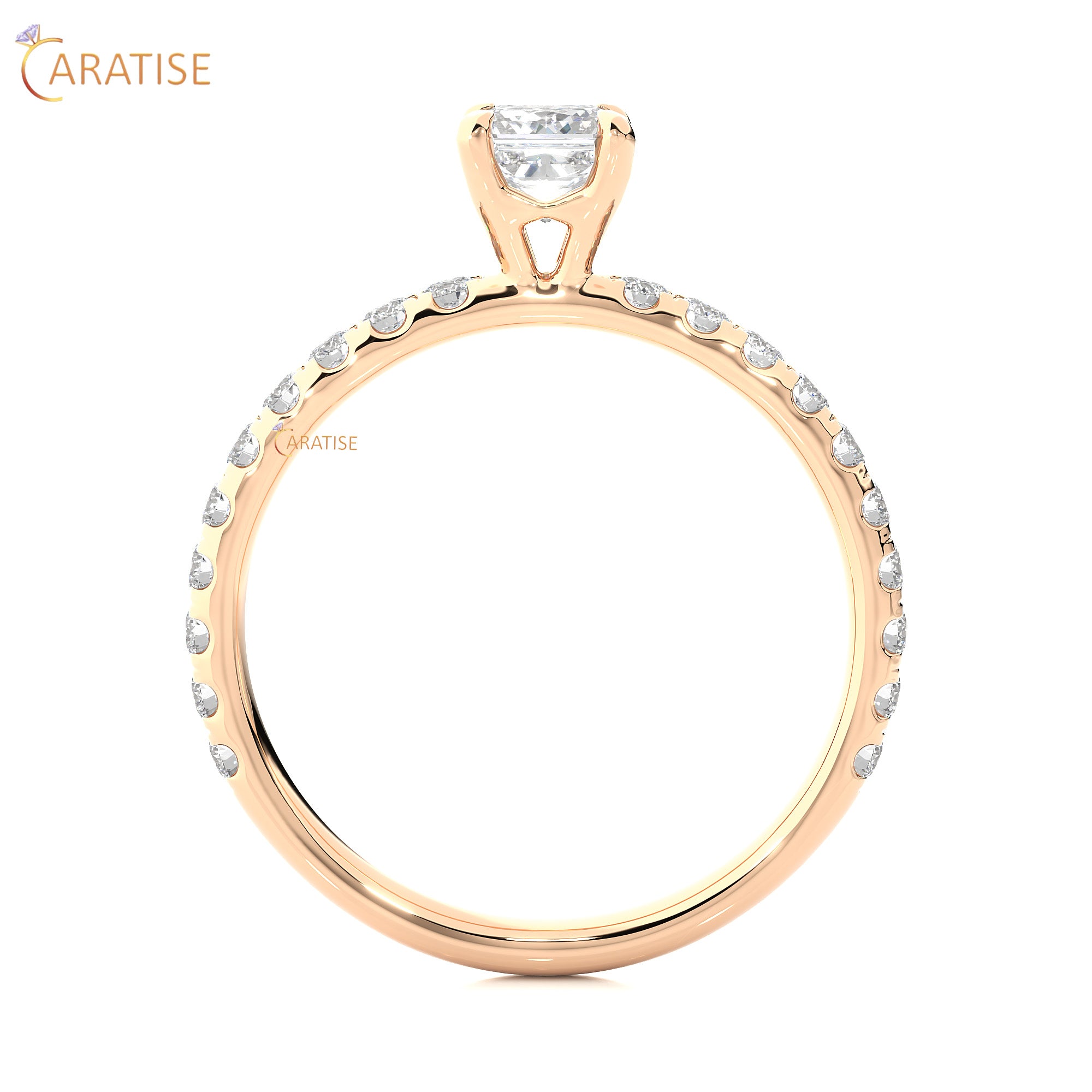 1.01 TDW Round & Princess Cut Engagement Moissanite Diamond Ring 925 Silver