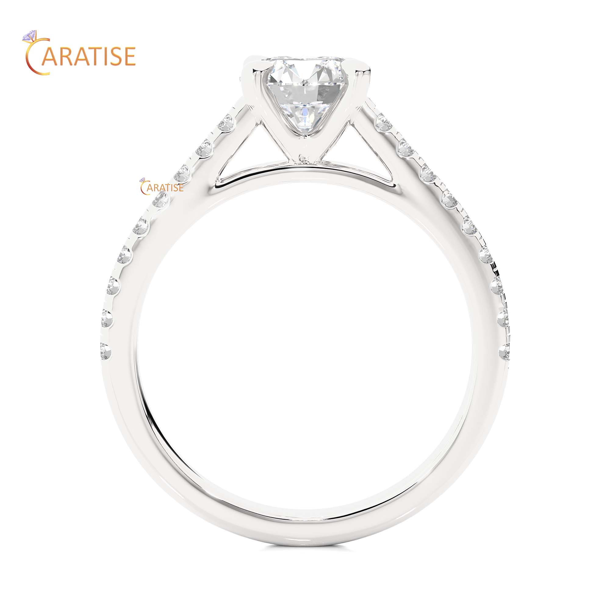 1.36 TDW Round Cut Engagement Moissanite Diamond Ring 925 Silver