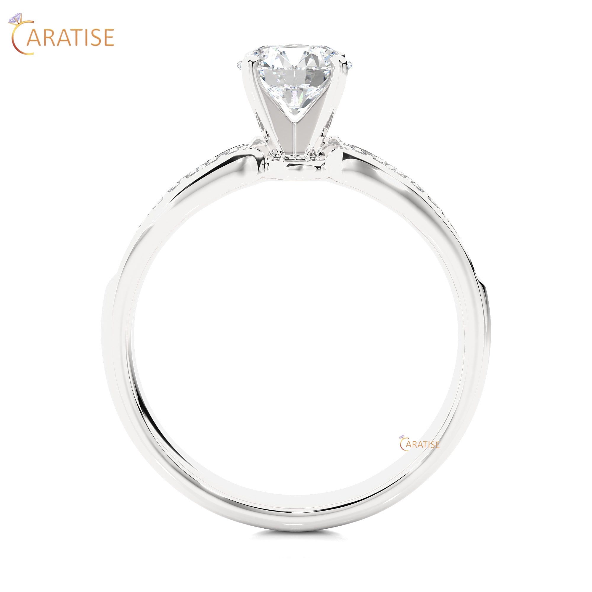 1.02 TDW Round Cut Engagement Moissanite Diamond Ring 925 Silver