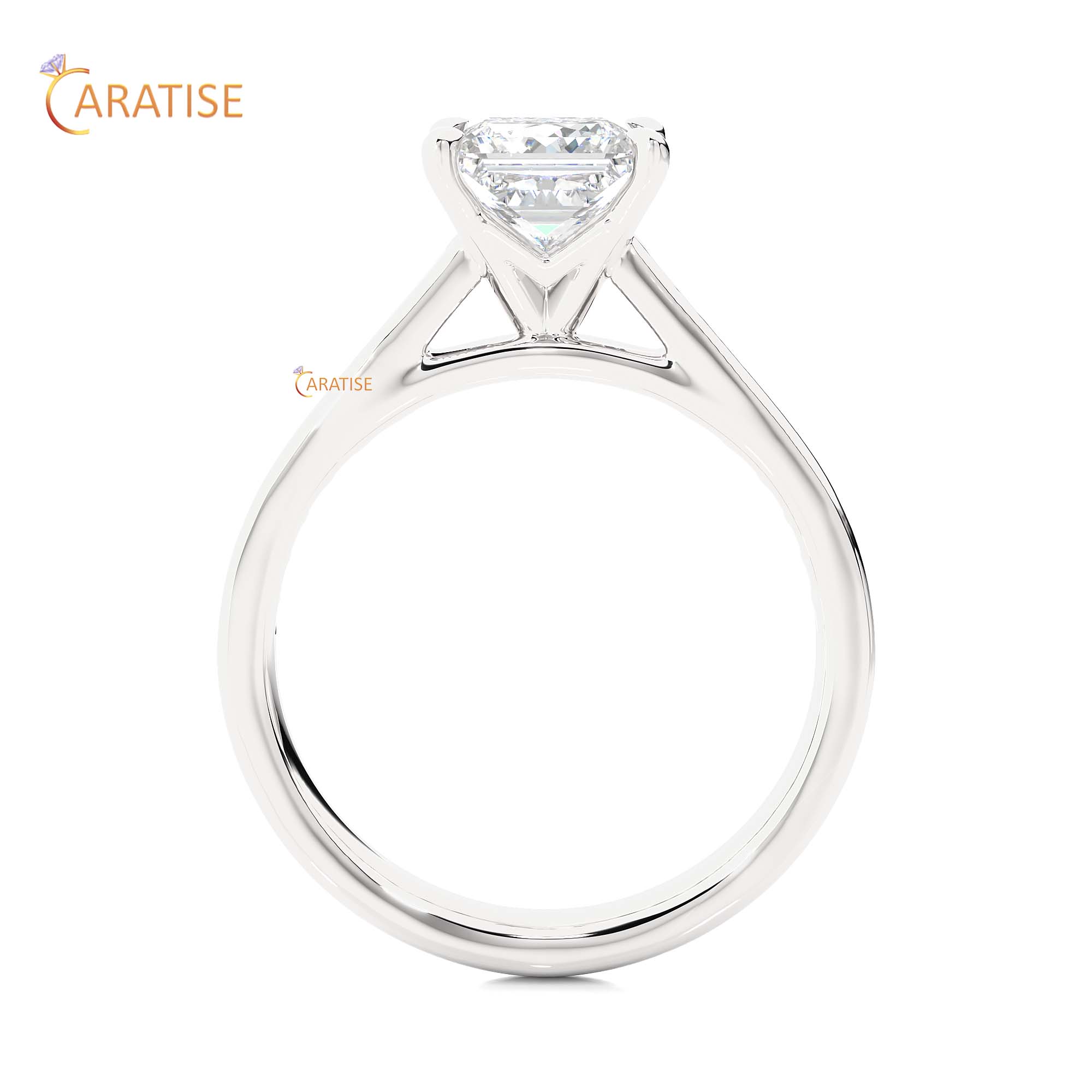 1.95 TDW Princess Cut Engagement Moissanite Diamond Ring 925 Silver