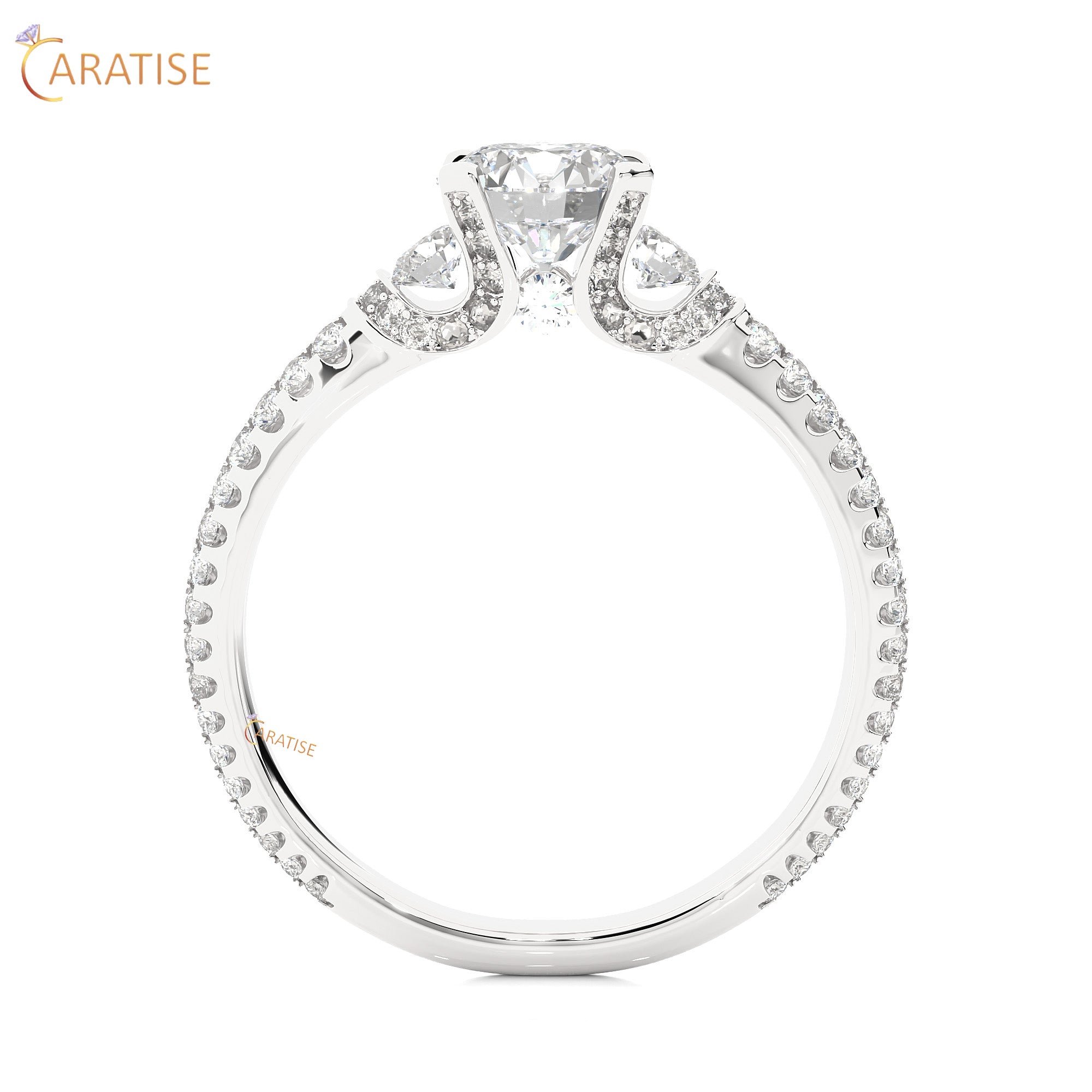 1.44 TDW Round Cut Engagement Moissanite Diamond Ring 925 Silver