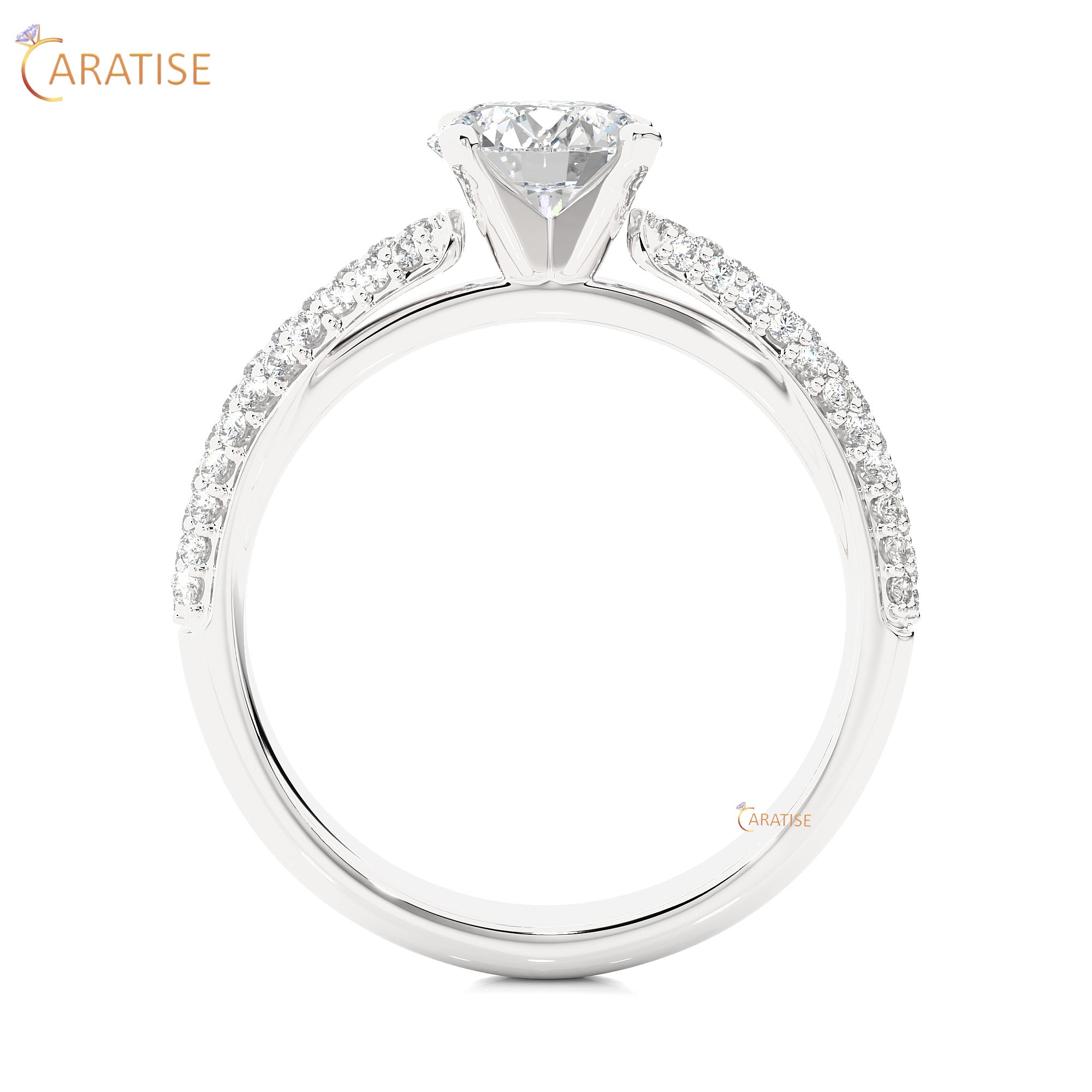 1.22 TDW Round Cut Engagement Moissanite Diamond Ring 925 Silver