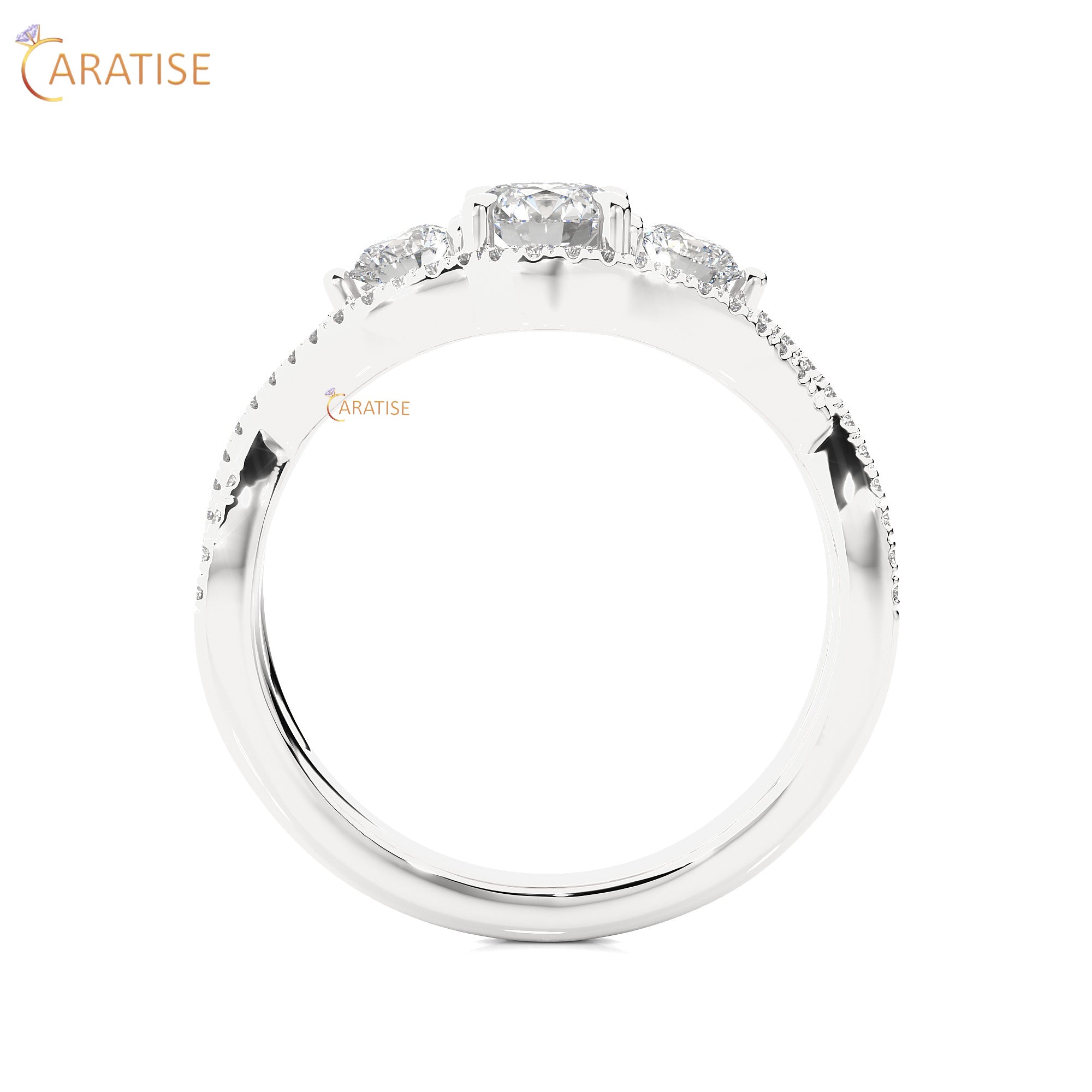 1.07 TDW Round Cut Engagement Moissanite Diamond Ring 925 Silver