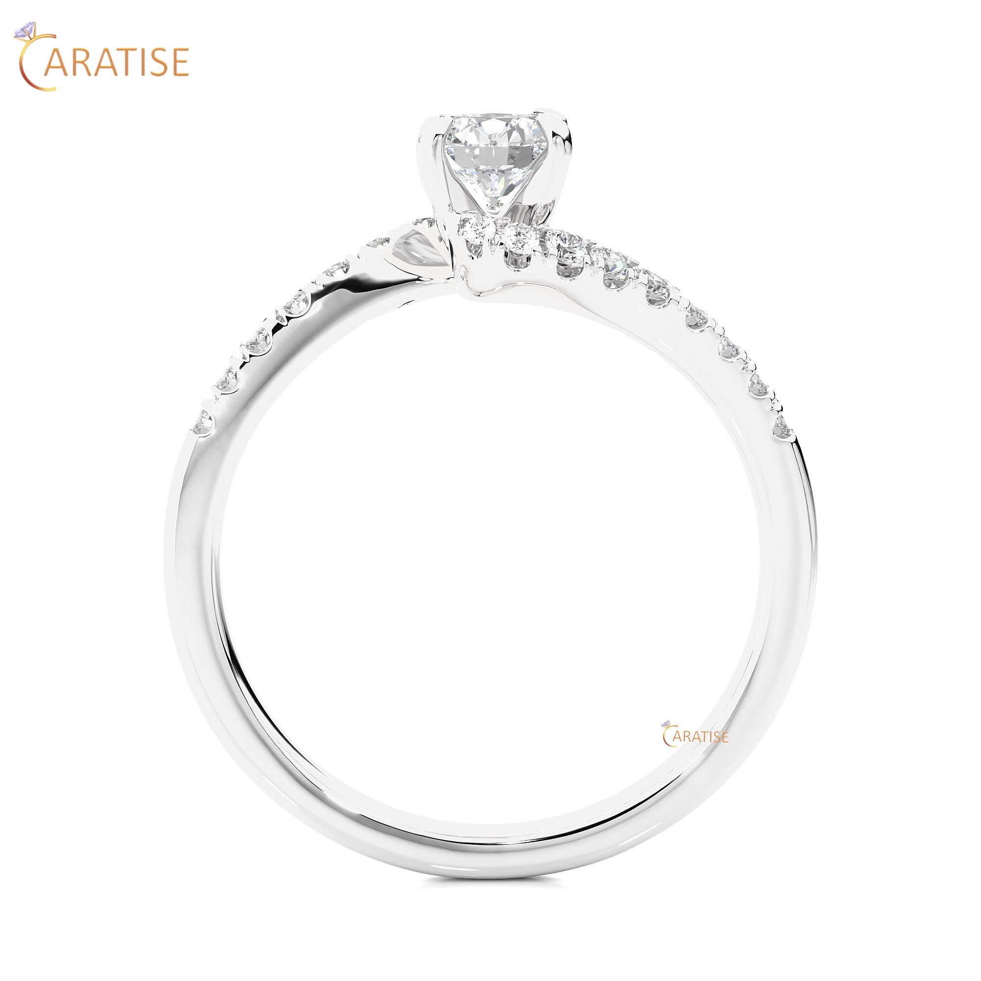 0.67 TDW Round Cut Engagement Moissanite Diamond Ring 925 Silver