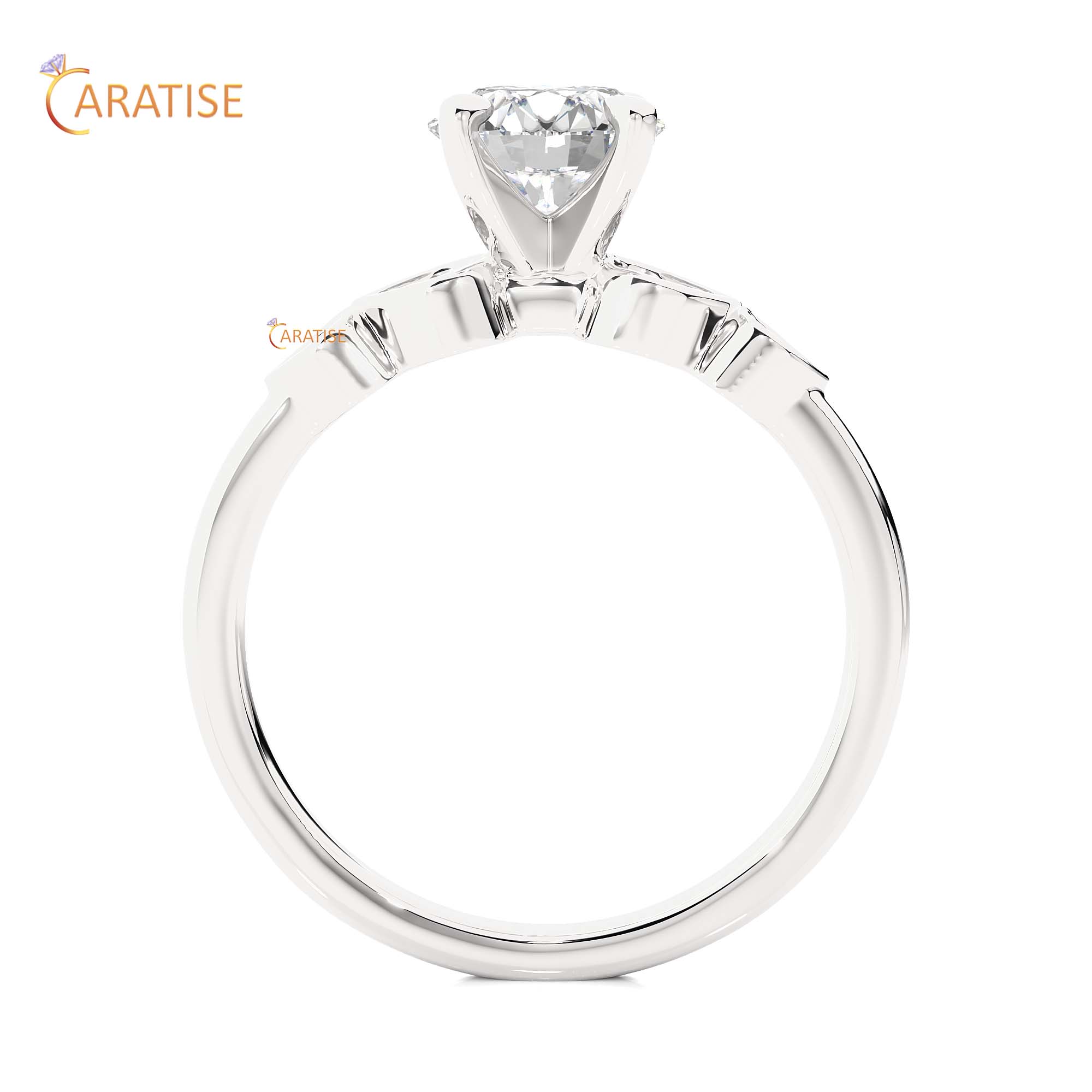 1.21 TDW Round Cut Engagement Moissanite Diamond Ring 925 Silver