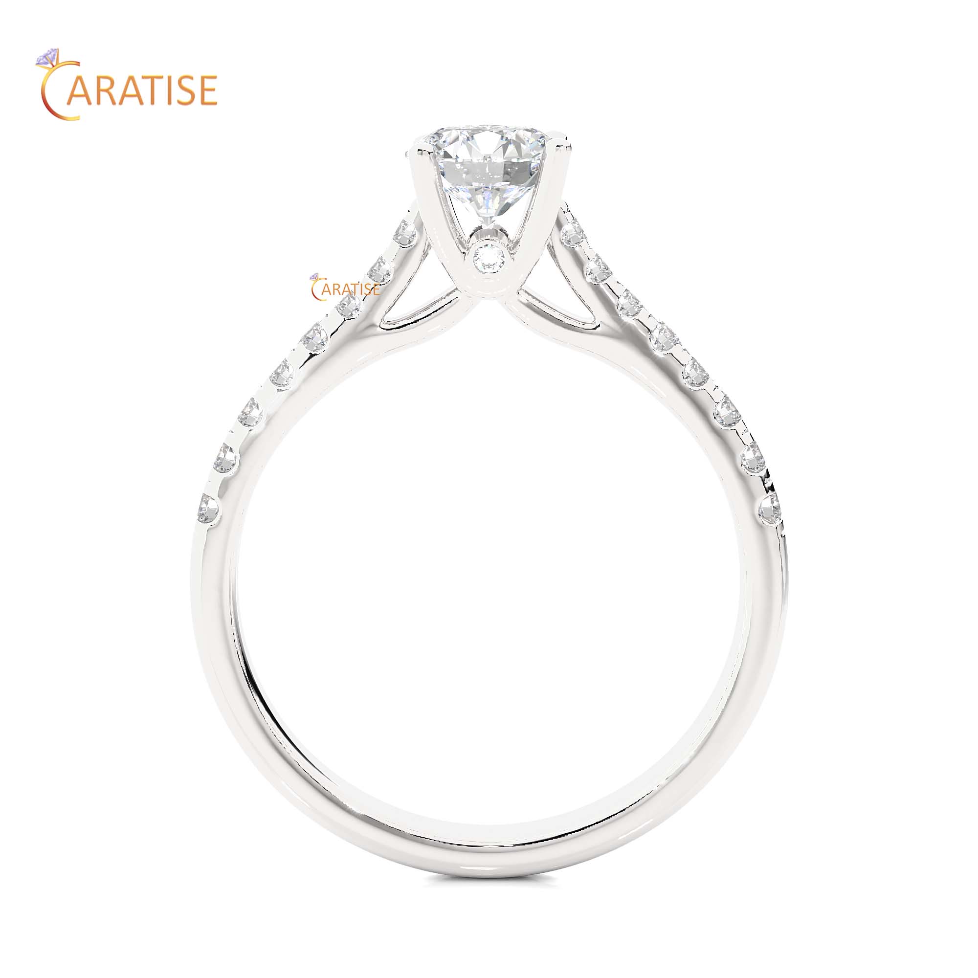 0.85 TDW Round Cut Engagement Moissanite Diamond Ring 925 Silver